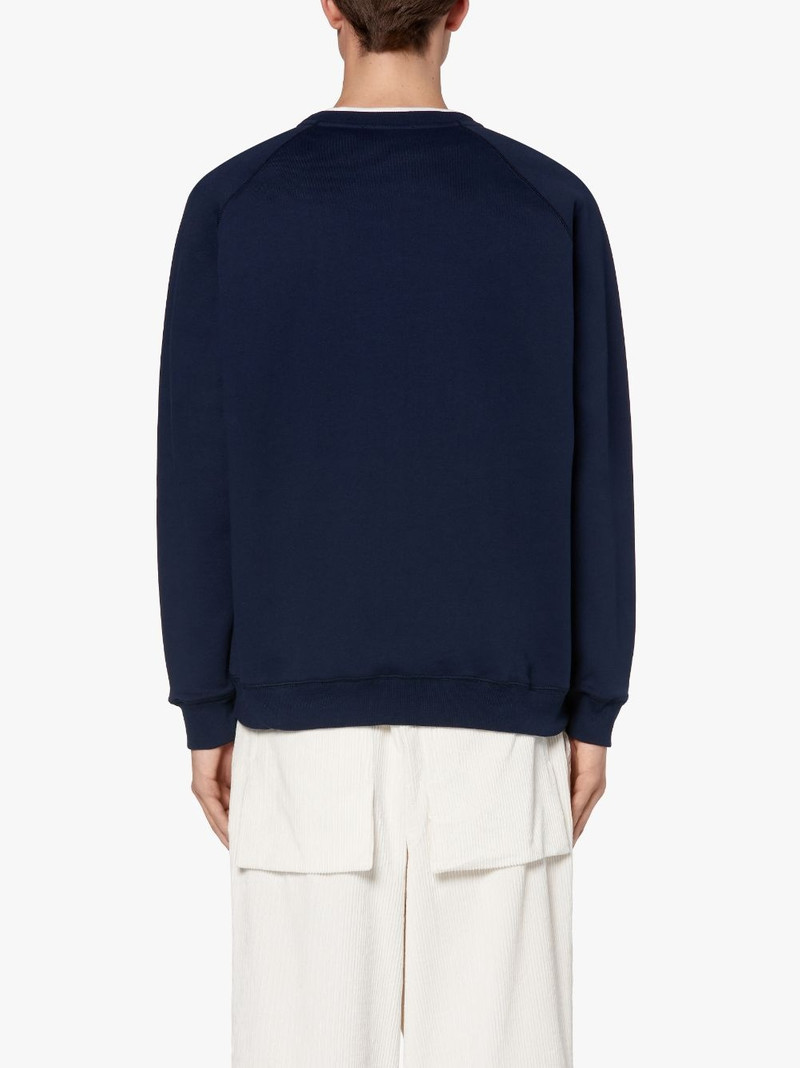 NAVY X WHITE COTTON CREW NECK SWEATSHIRT | GJM-207 4