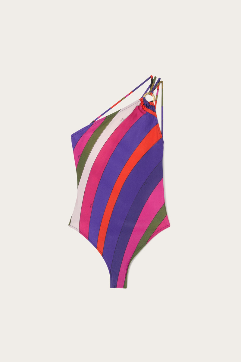 IRIDE PRINT ONE-SHOULDER SWIMSUIT 1