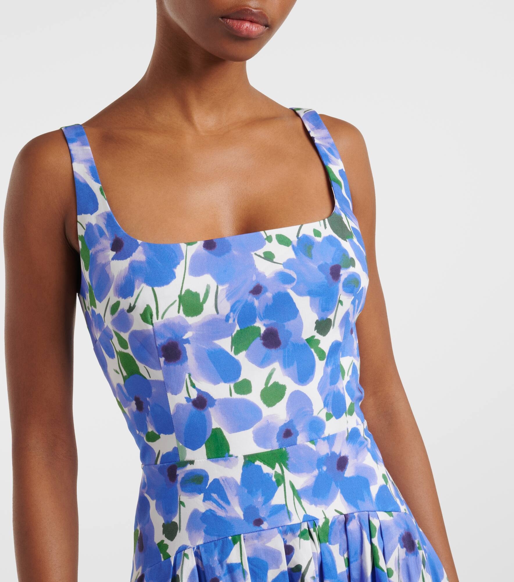 Floral cotton-blend midi dress - 4