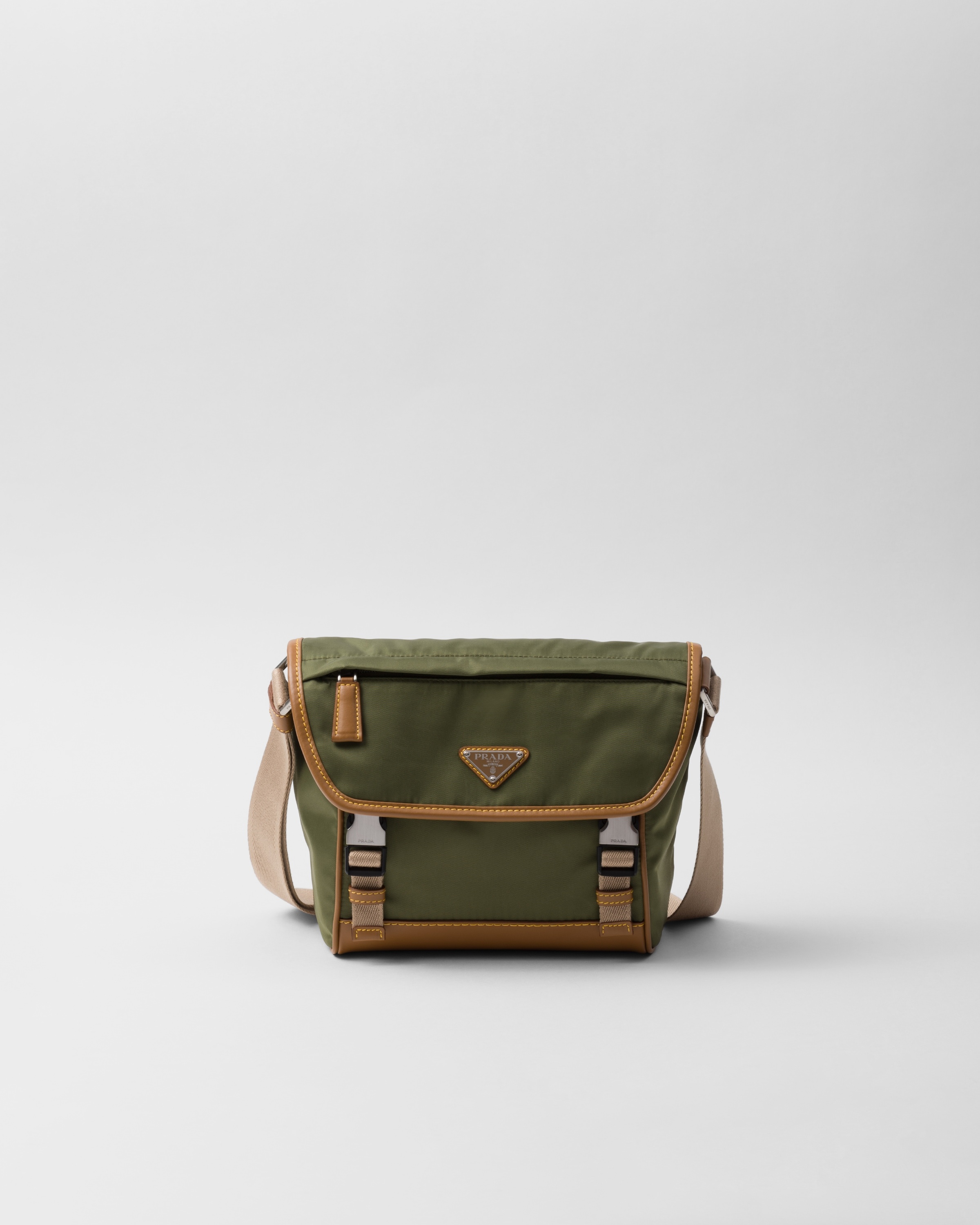 Re-Nylon and leather shoulder bag - 1