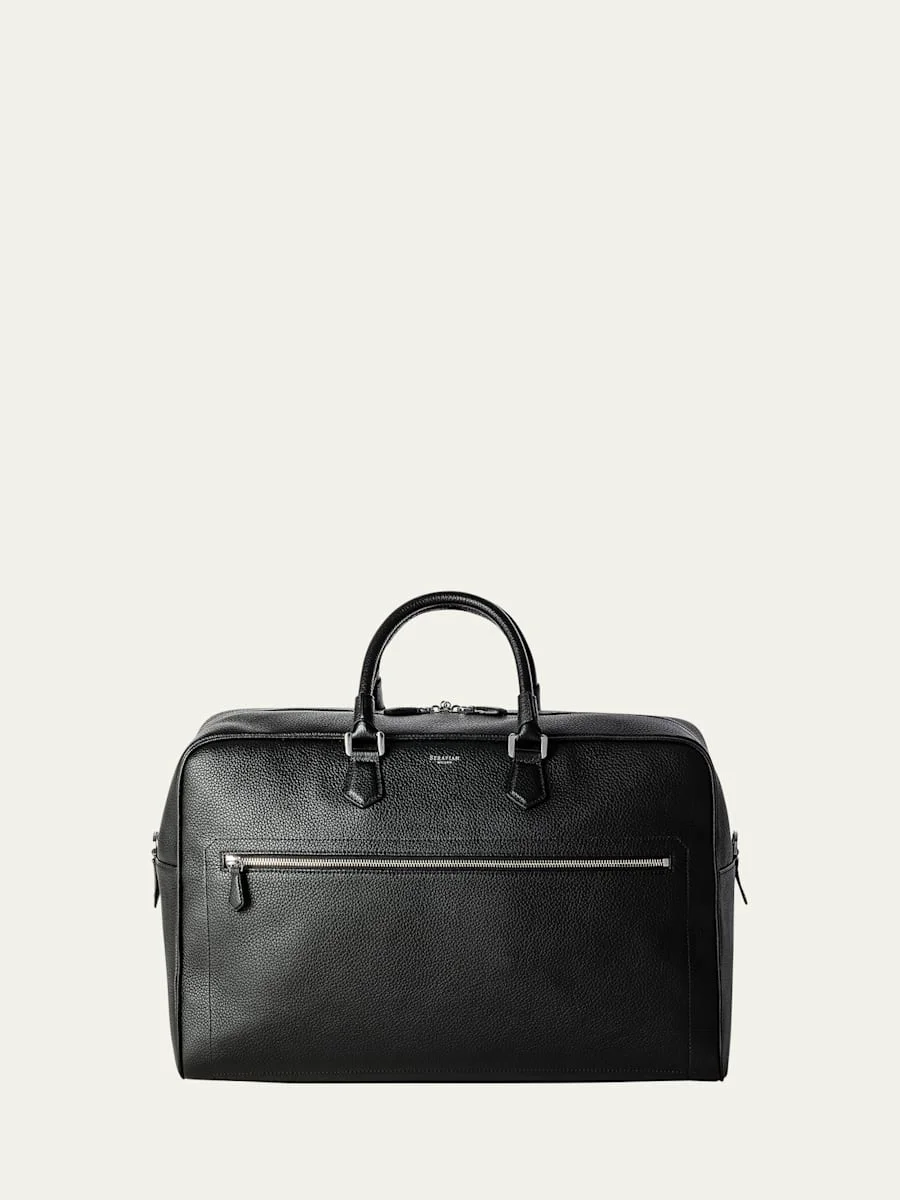 Men's Medium Cachemire Leather Weekender Bag - 1