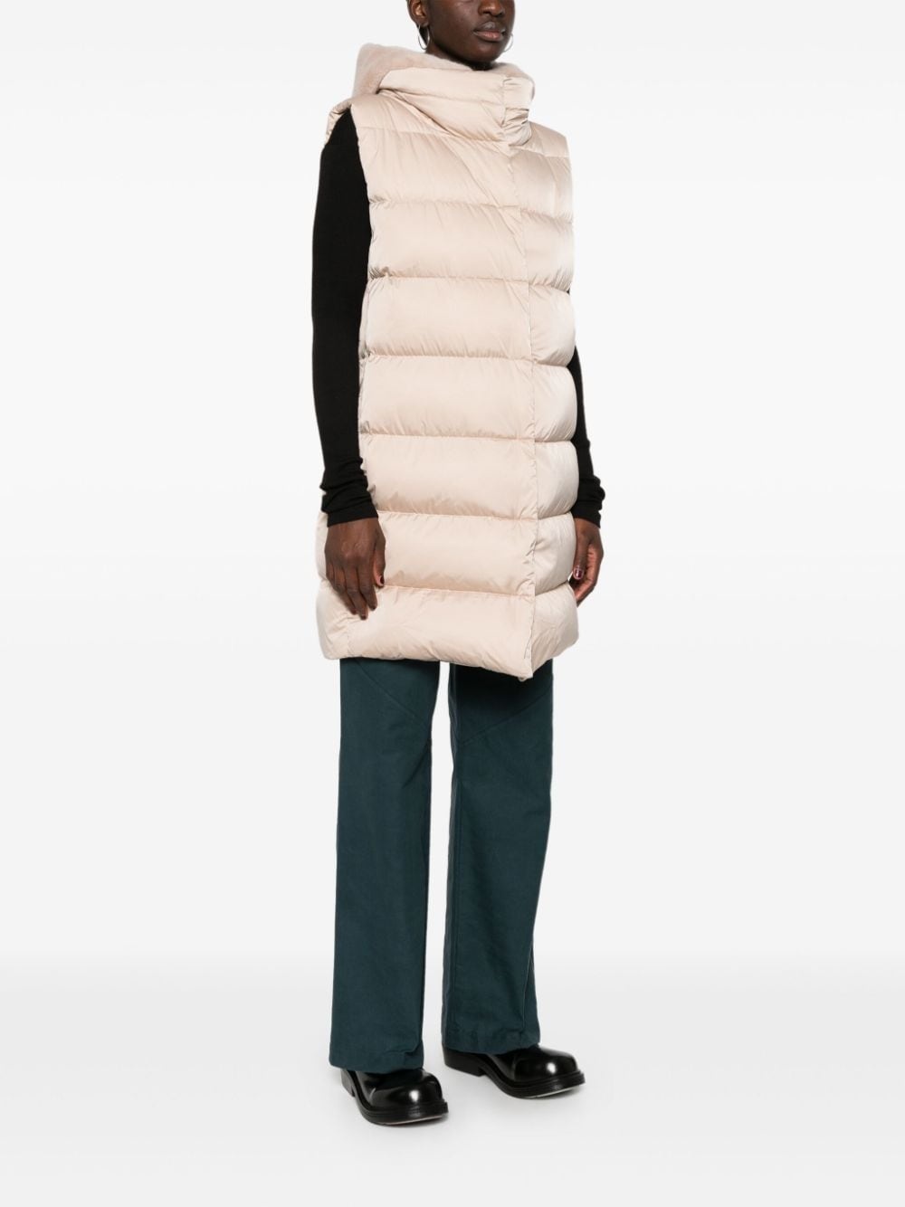 faux-shearling trim puffer coat - 3