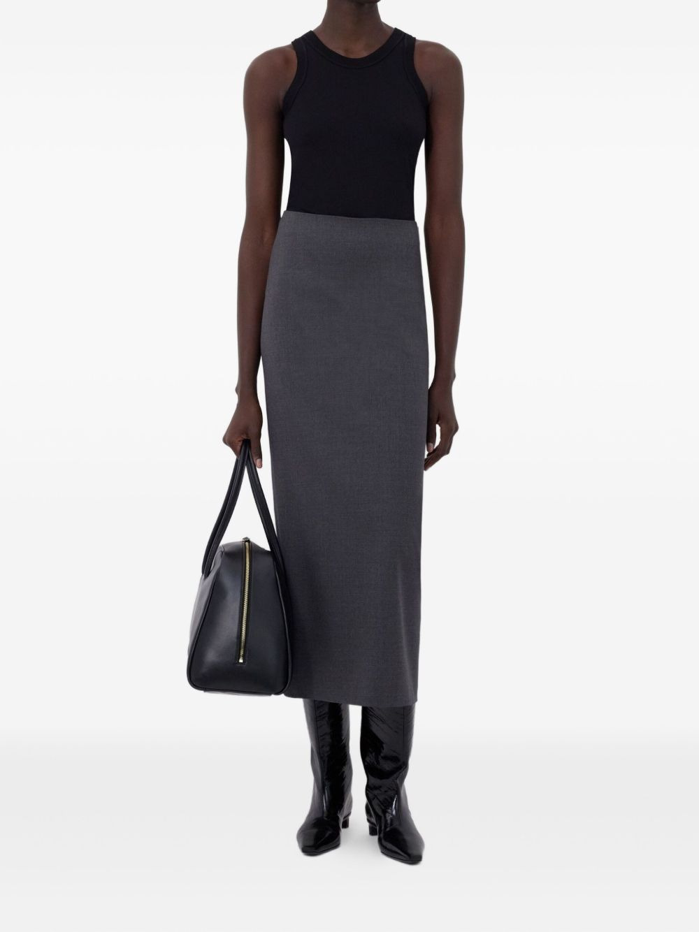 back-vent long pencil skirt - 2