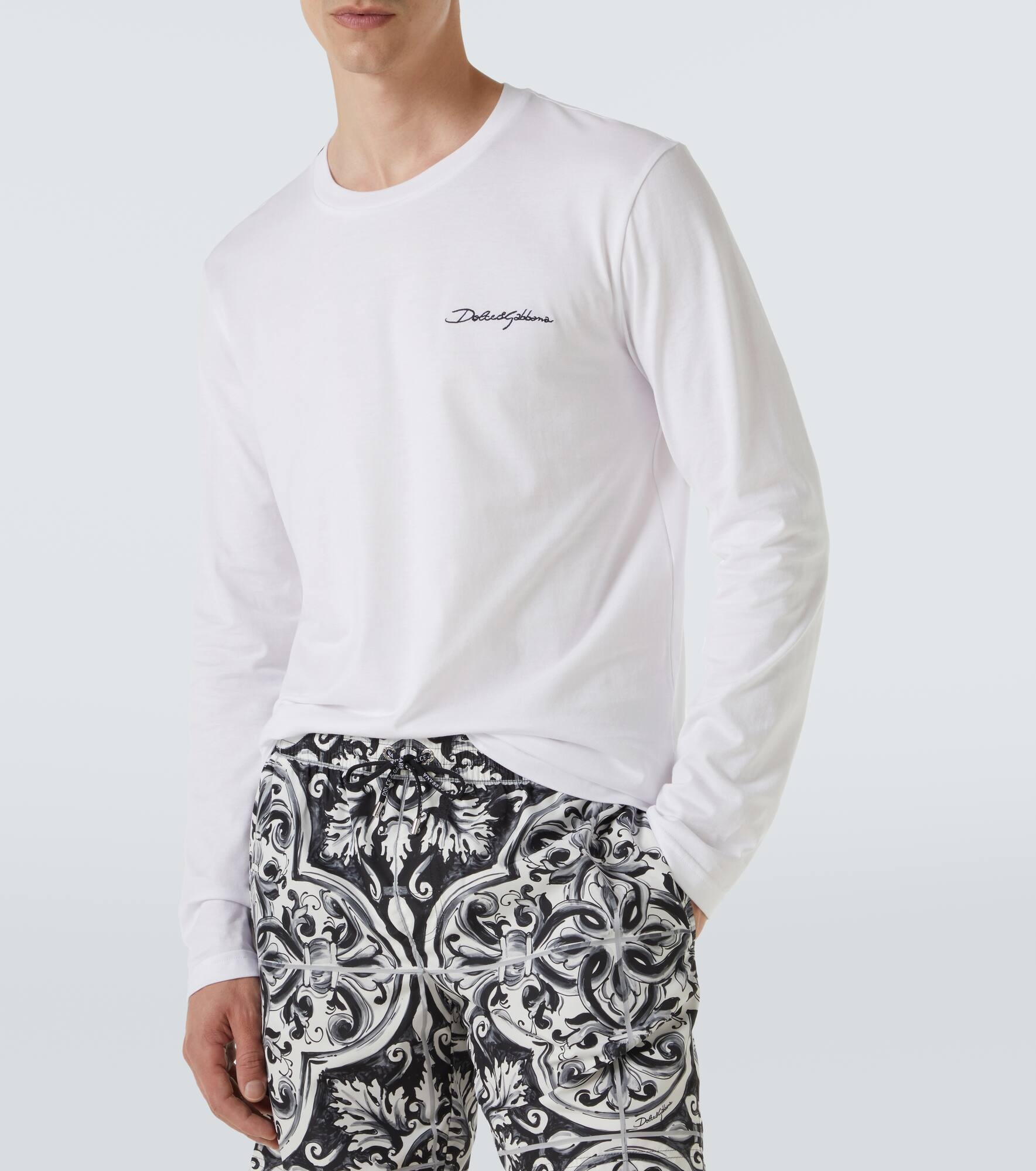Logo embroidered cotton jersey T-shirt - 5
