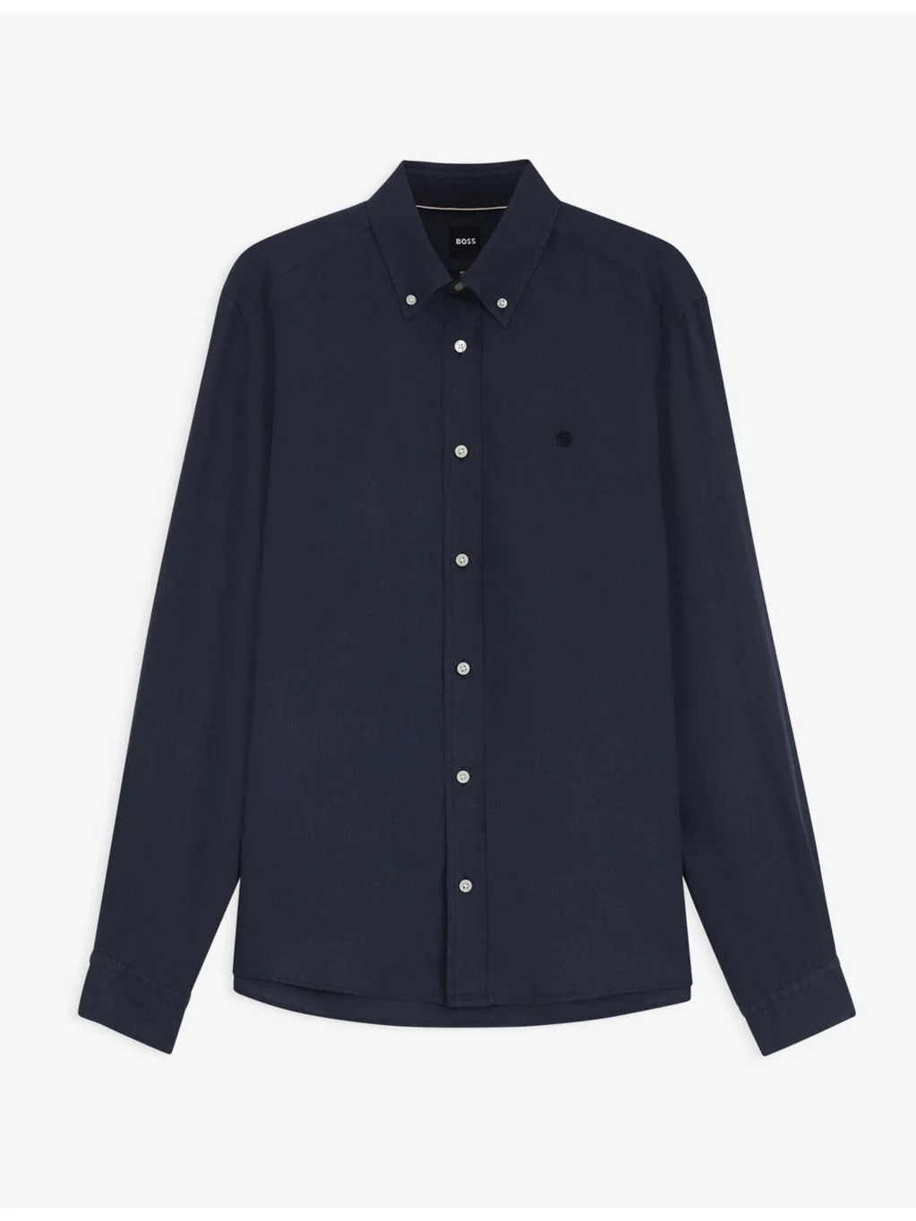Brand-Embroidered Long-Sleeved Linen Shirt - 1