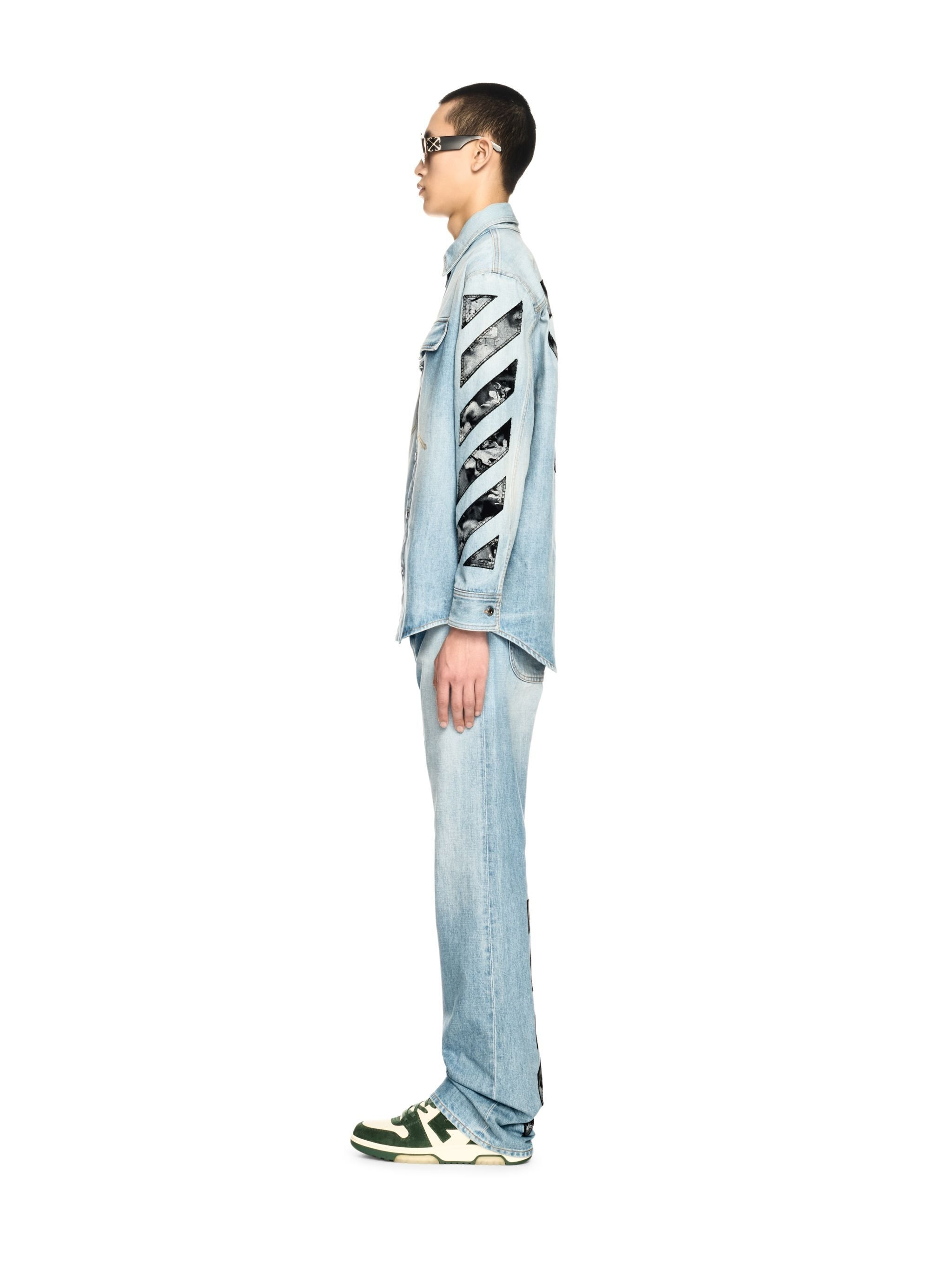 Blue Diagonal Fresco Arrow Military Shirt - 3
