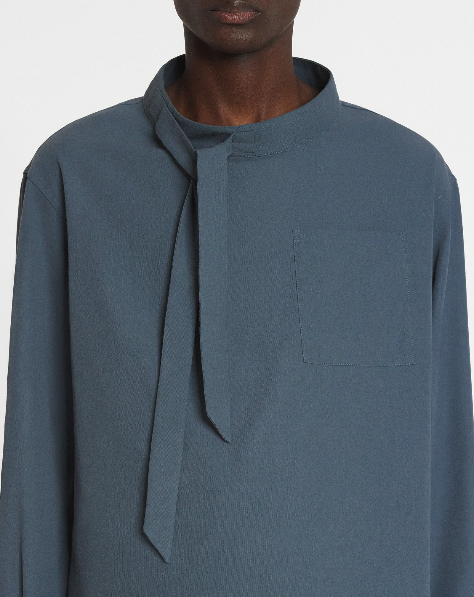 FLUID COTTON ASCOT COLLAR TOP - 5