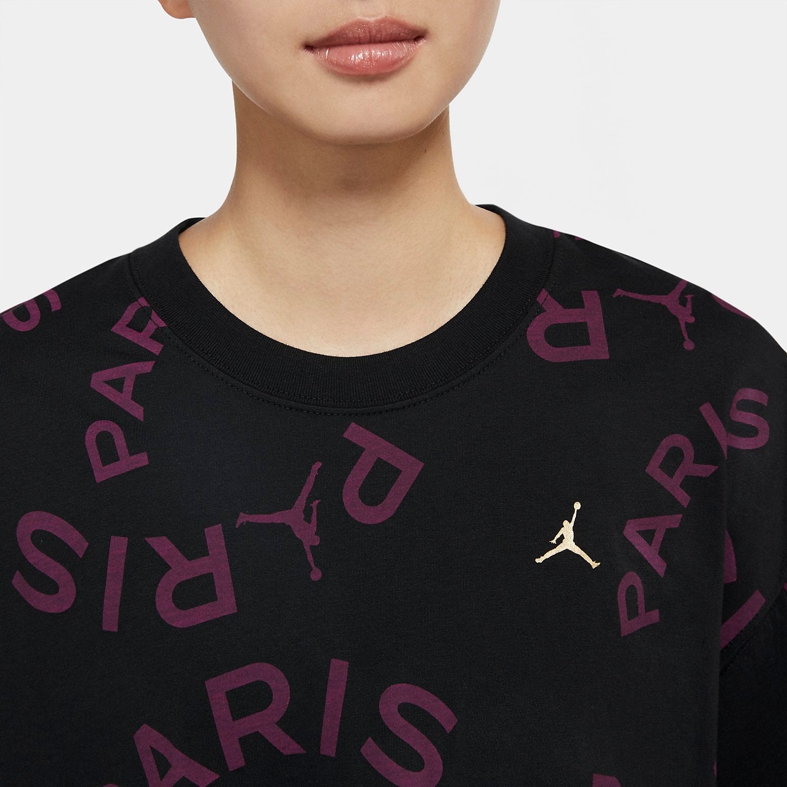 (WMNS) Air Jordan x PSG Boxy T-Shirt 'Black' CU5697-010 - 2