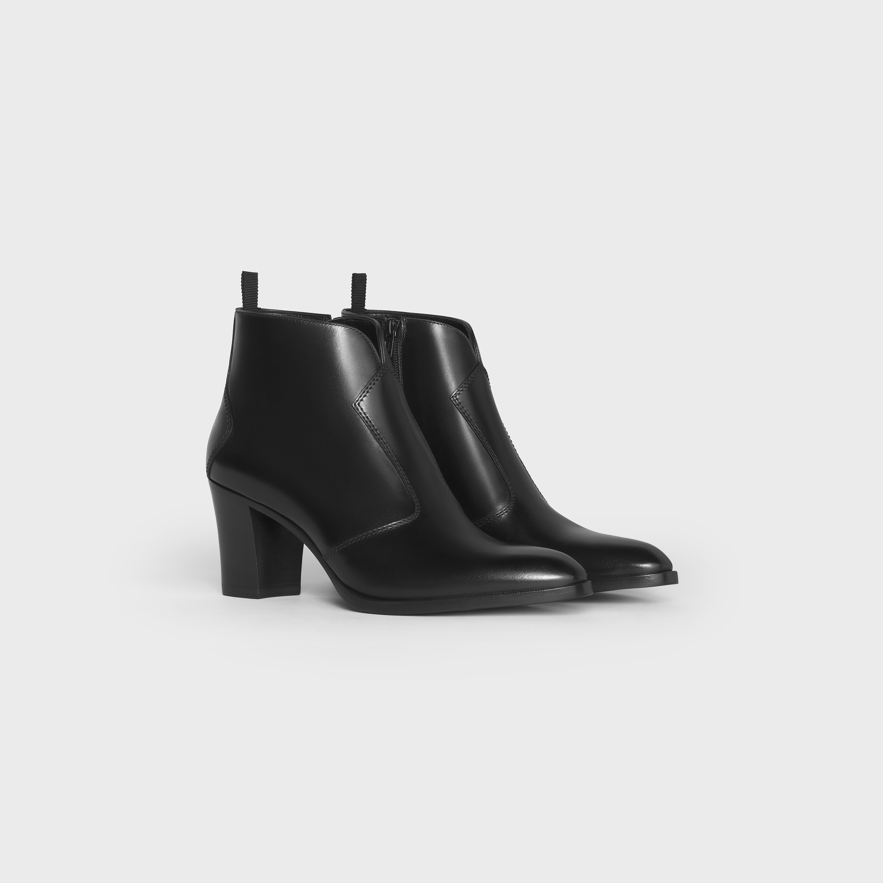 CELINE CELINE PAGES CROPPED ZIPPED BOOT IN SHINY CALFSKIN