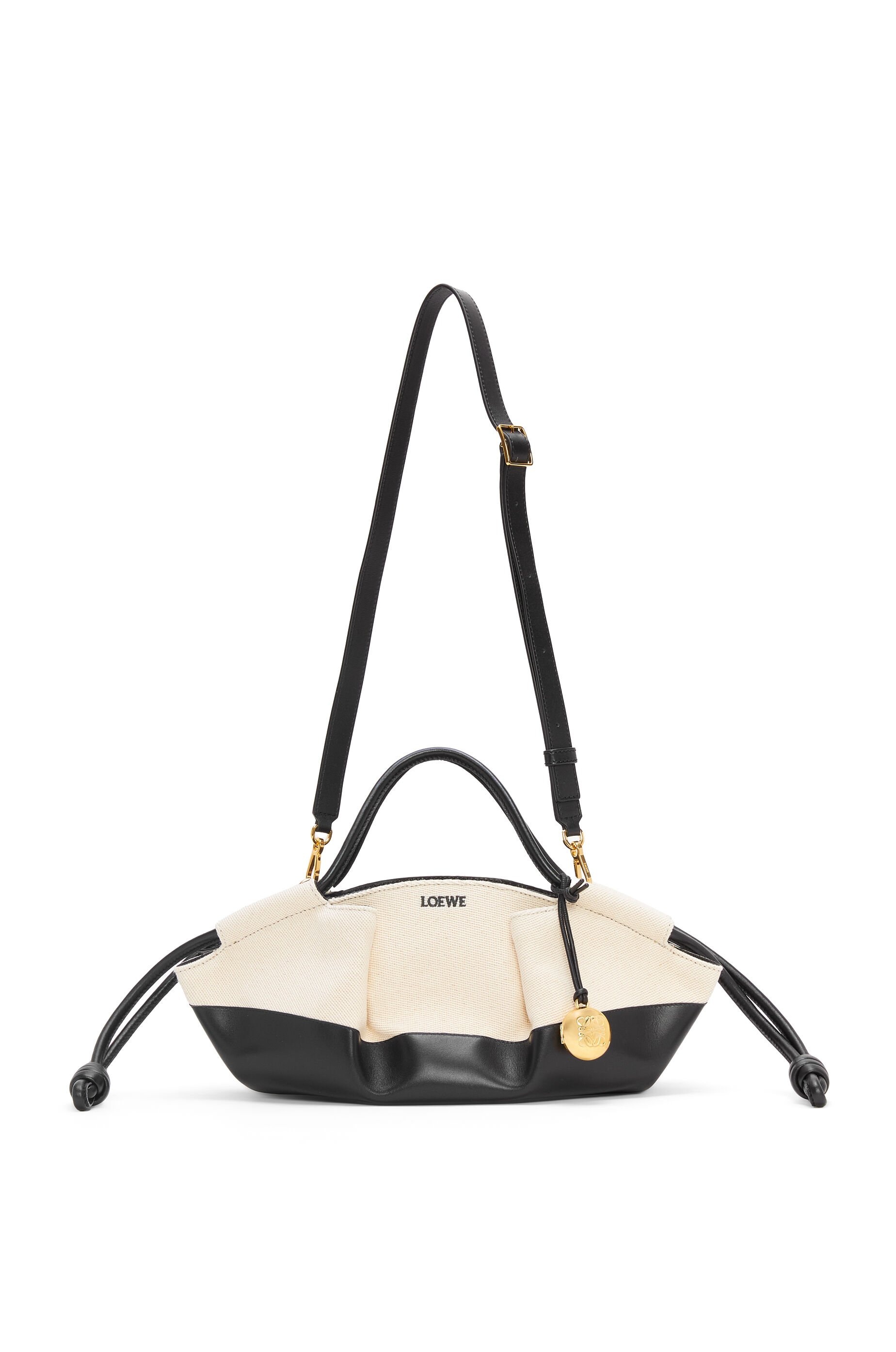 Small Paseo bag in shiny nappa calfskin and canvas - 7