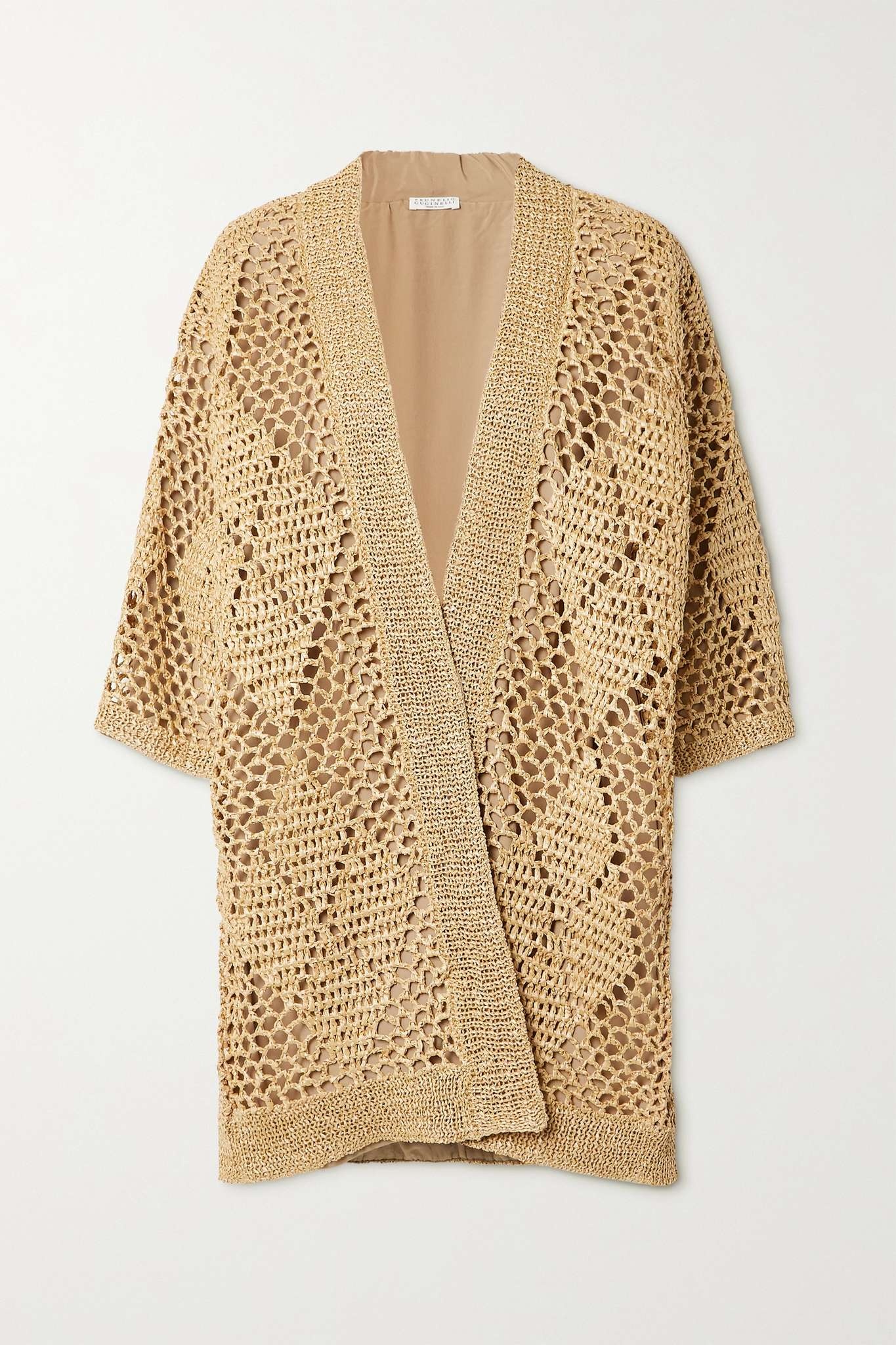 Crocheted faux raffia cardigan - 1