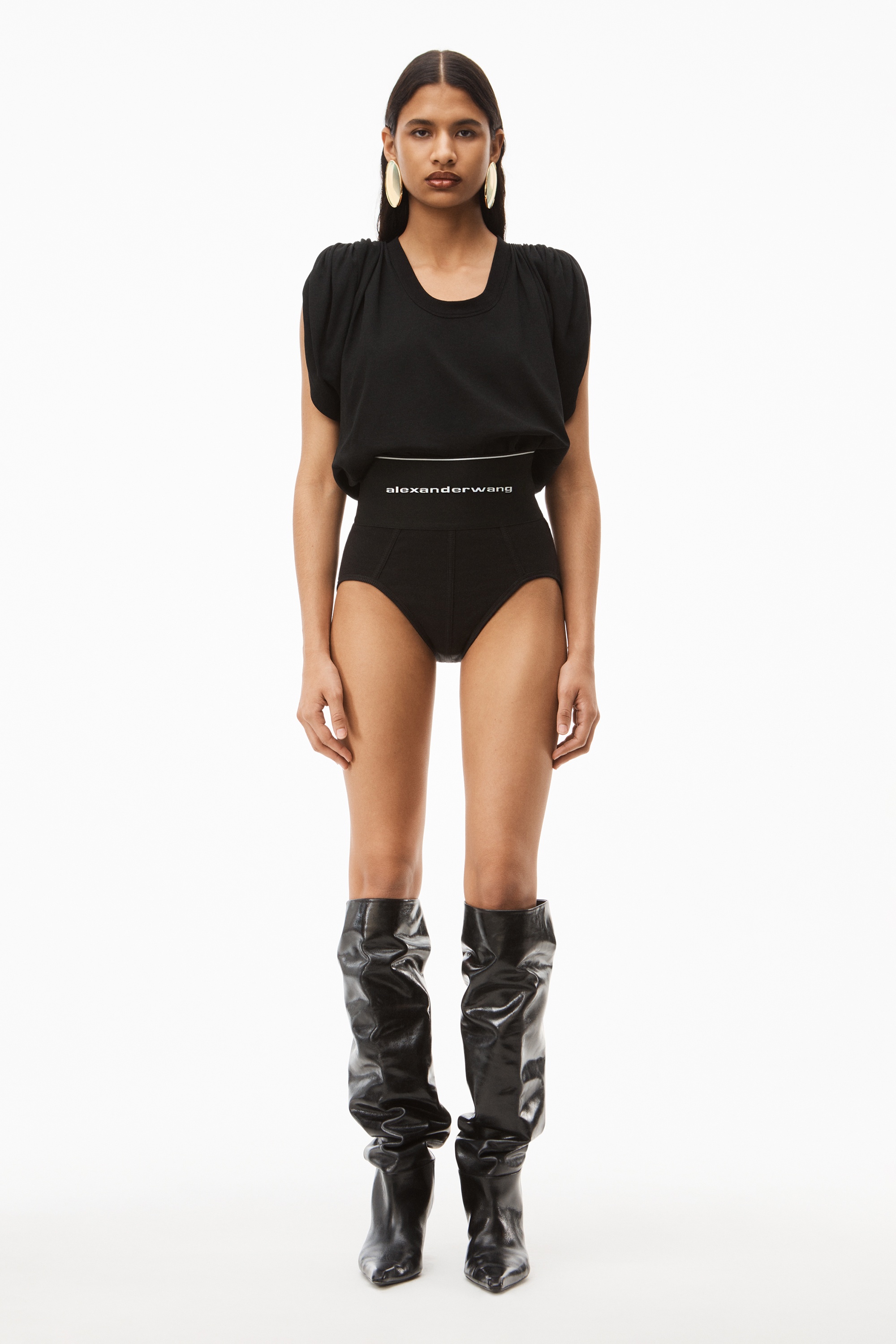 LOGO ELASTIC BRIEF IN RIBBED JERSEY - 2