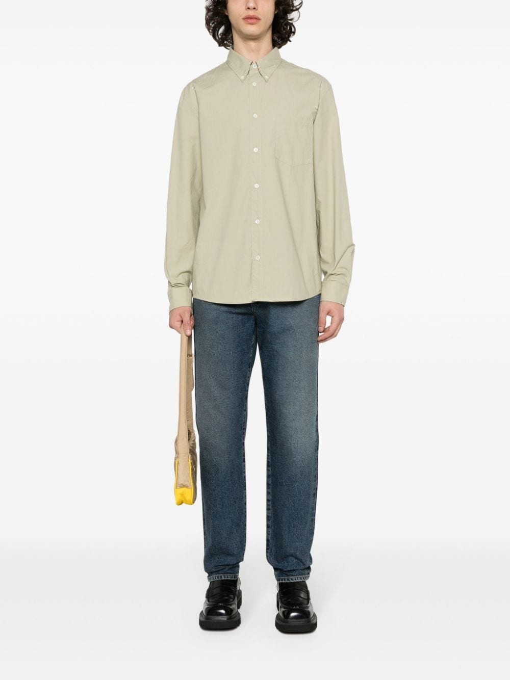 logo-embroidered cotton shirt - 2