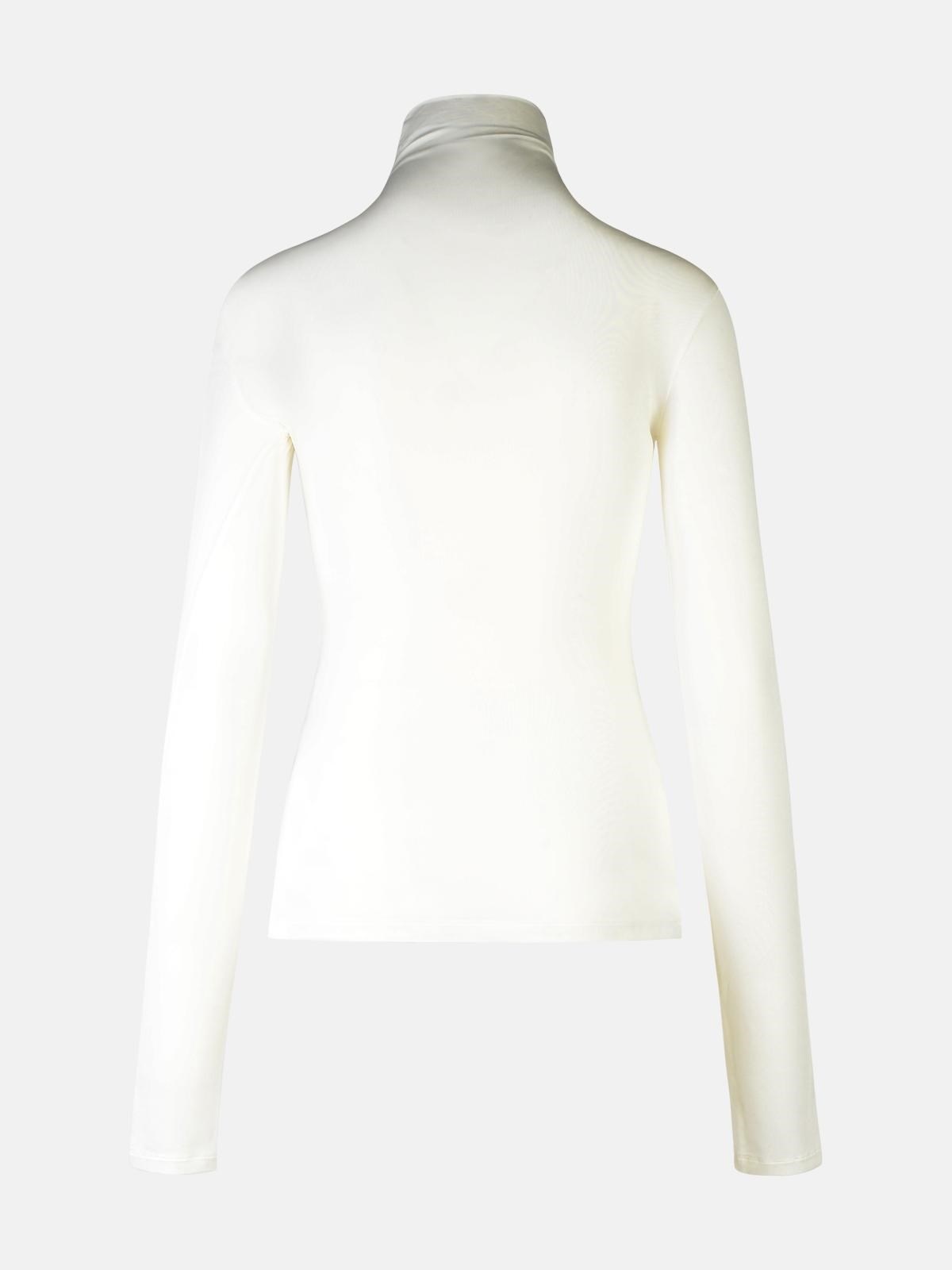 WHITE VISCOSE TURTLENECK SWEATER - 3