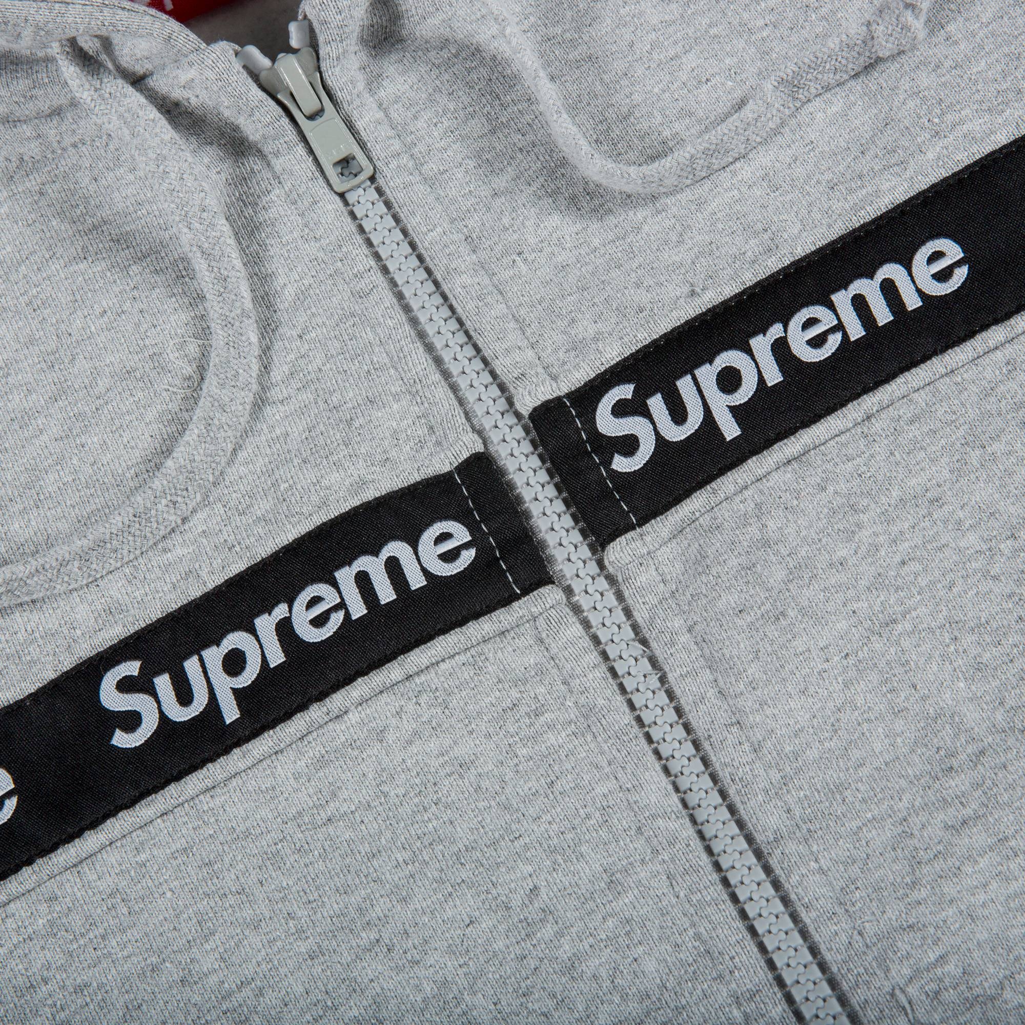 Supreme Text Stripe Zip Up Hooded Sweatshirt 'Grey' - 2