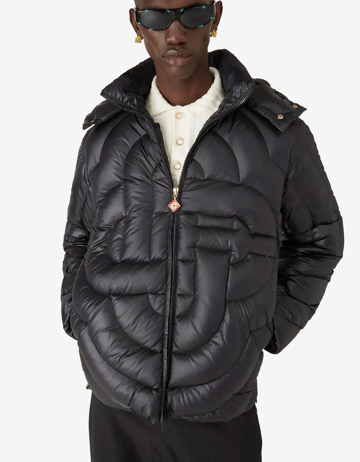 Casablanca Black Monogram Quilted Nylon Puffer Jacket - 2