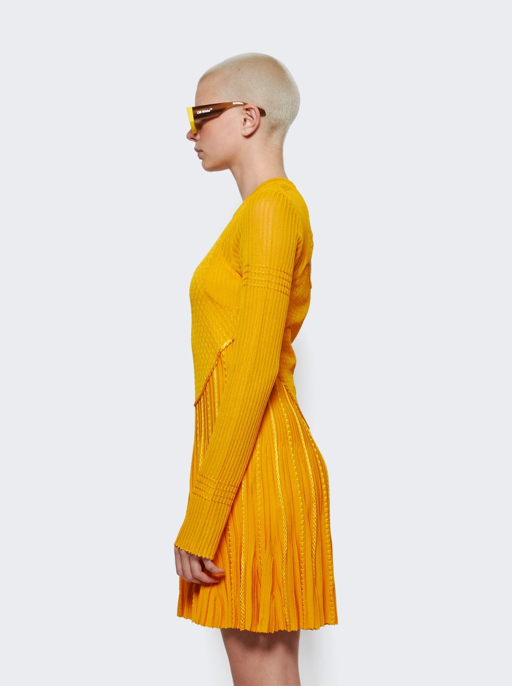 Long Sleeve Frills Dress Golden Yellow - 4