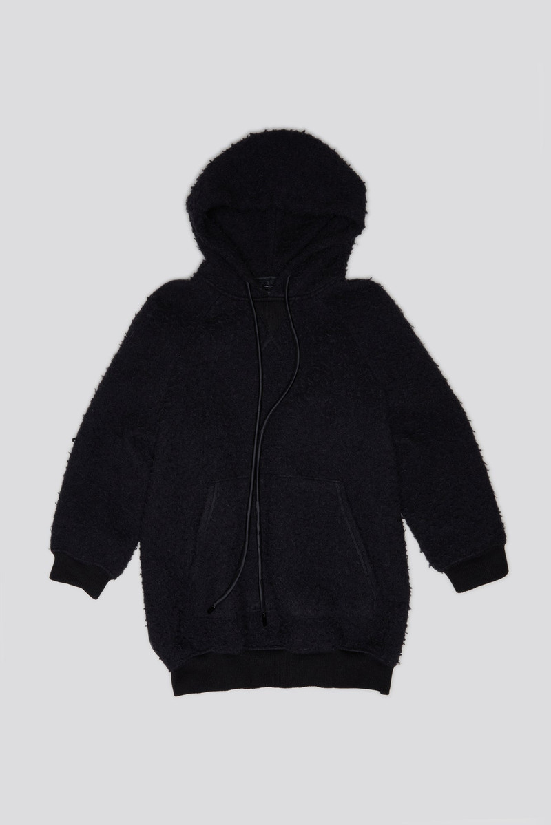 OVERSIZED HOODIE CAPE - BLACK WOOL 1