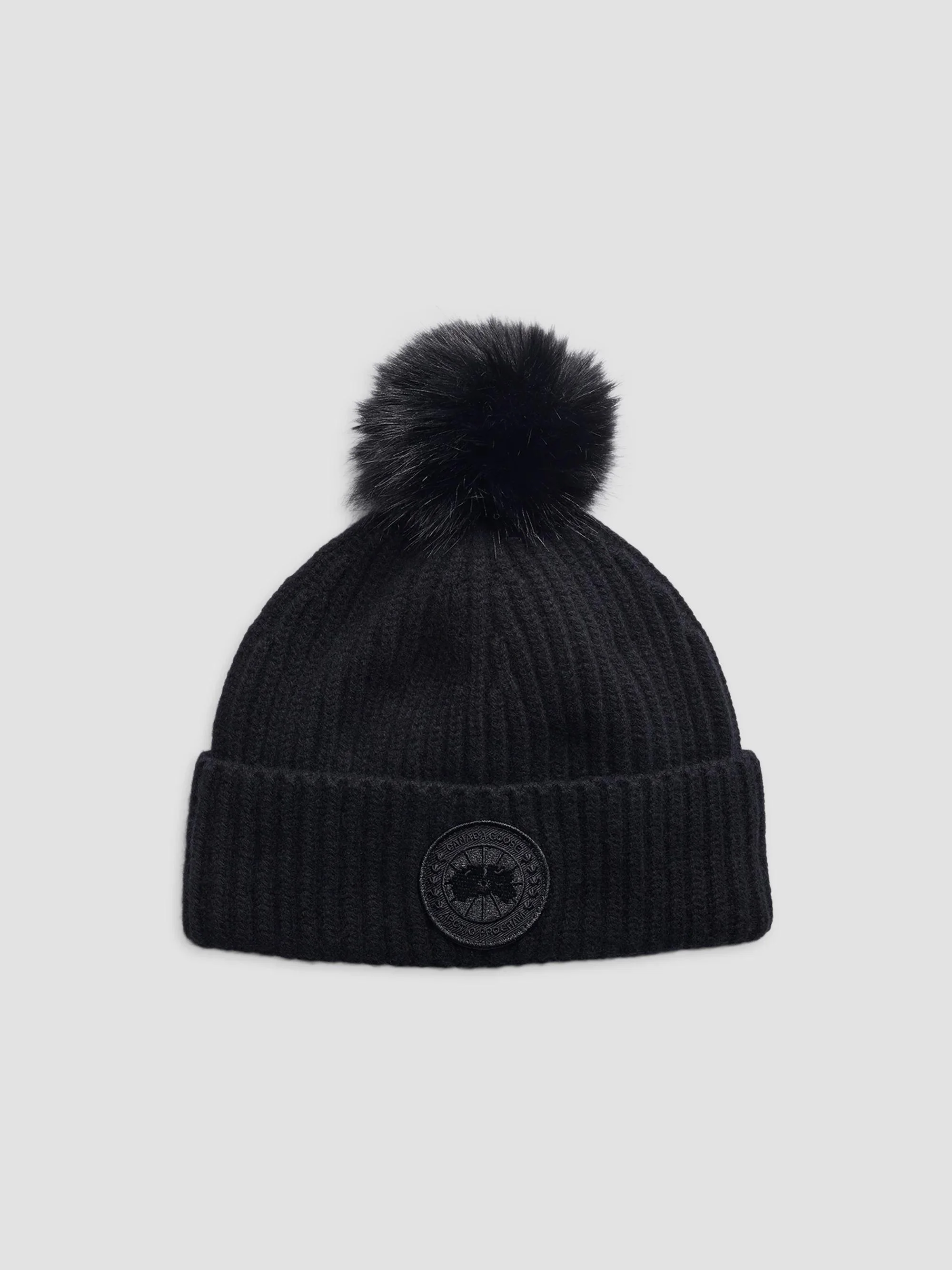 Women's Toque Pom-Pom Merino Wool-Cashmere Beanie - Black - 1