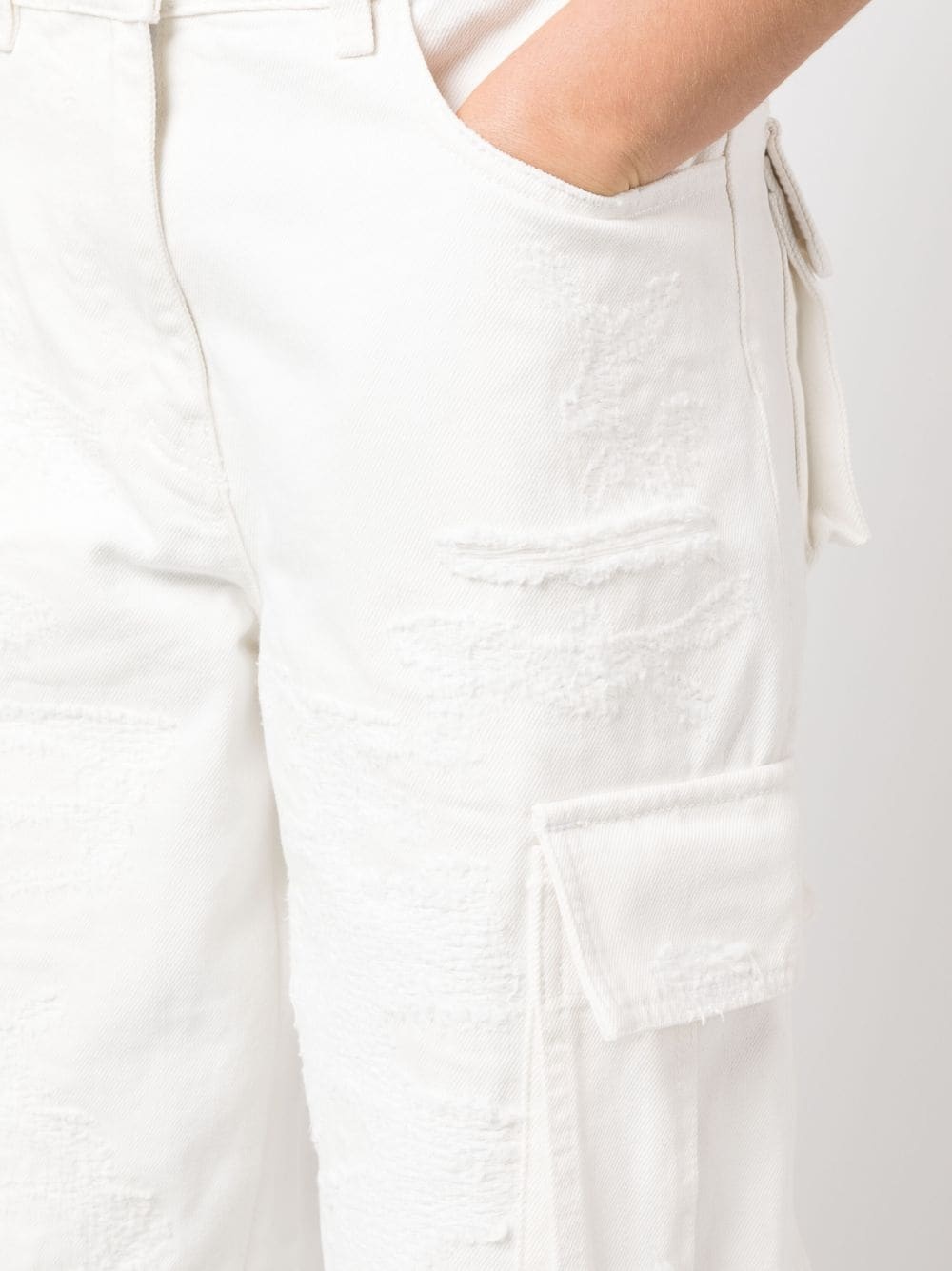 distressed straight-leg cargo jeans - 5