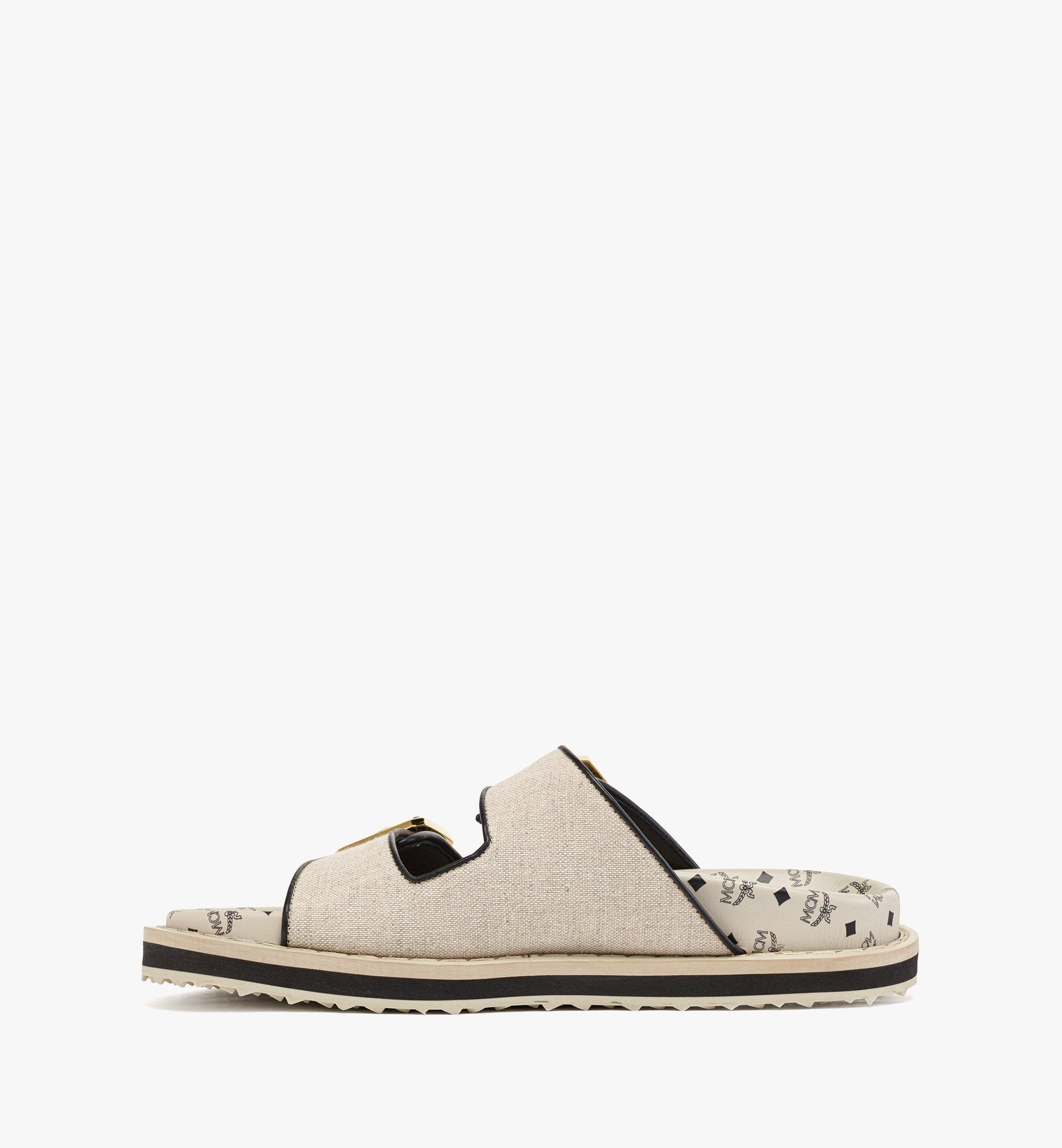 Sandals in Linen Leather Mix - 2