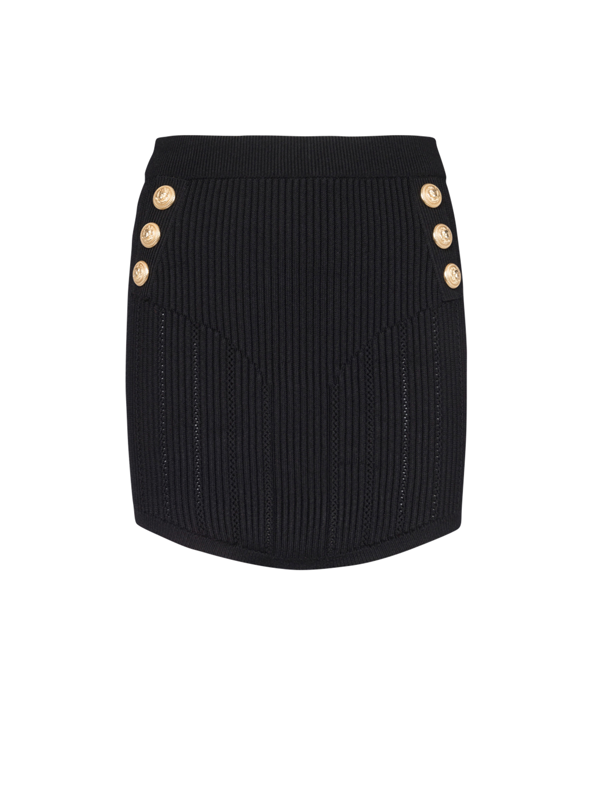 Short eco-designed knit skirt with double-buttoned fastening - 1