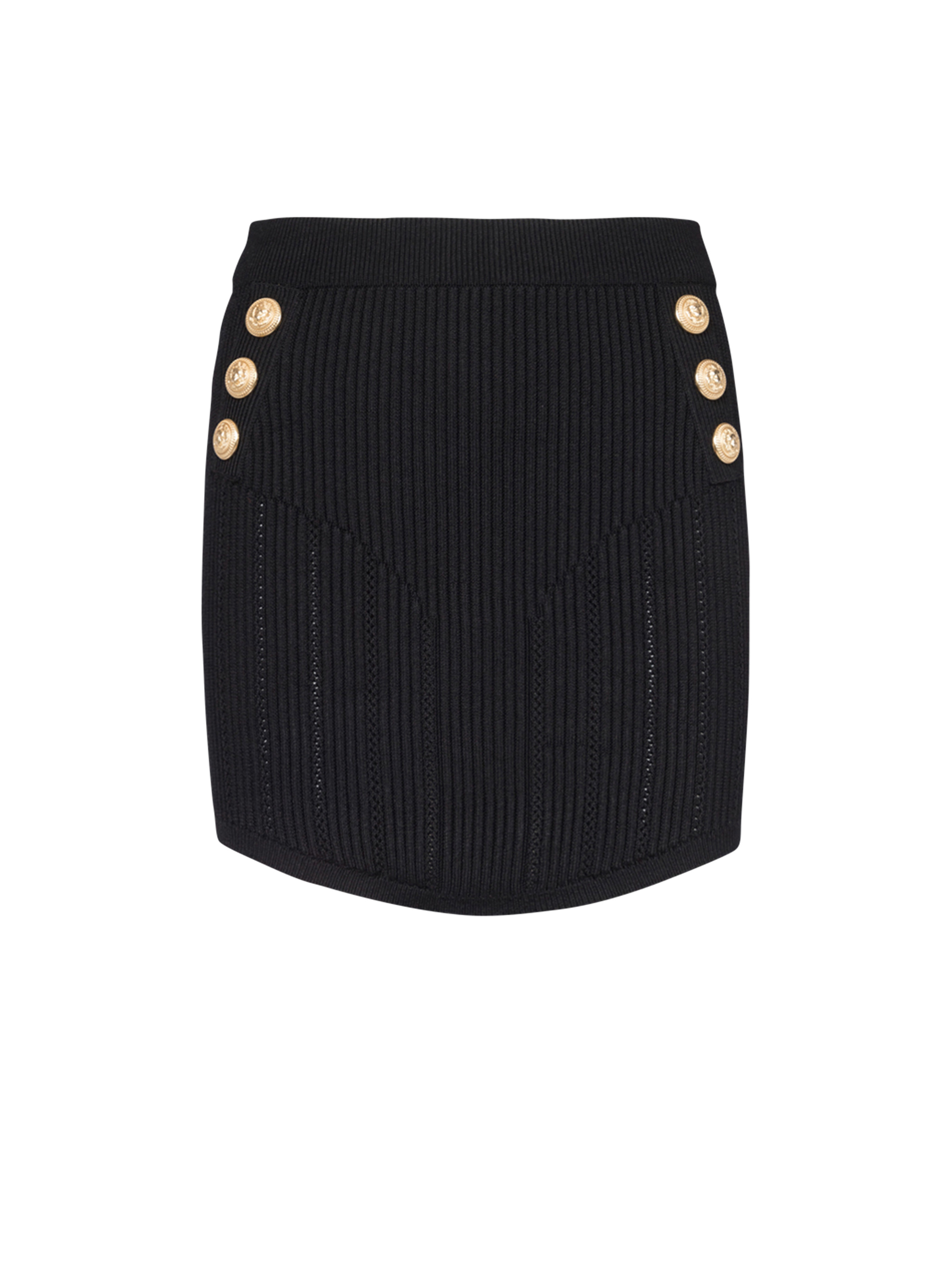 Short eco-designed knit skirt with double-buttoned fastening - 1