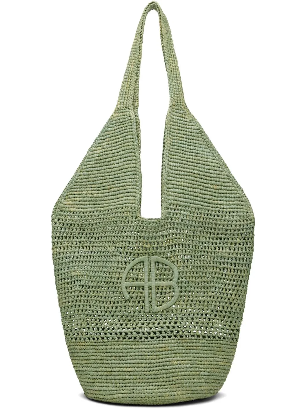 Green Leah Logo Raffia Bag - 1