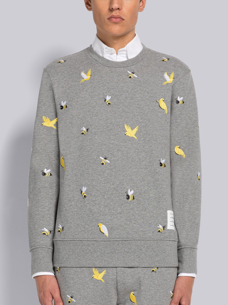 COTTON LOOPBACK BIRDS AND BEES RELAXED FIT CREW NECK SWEATSHIRT - 1
