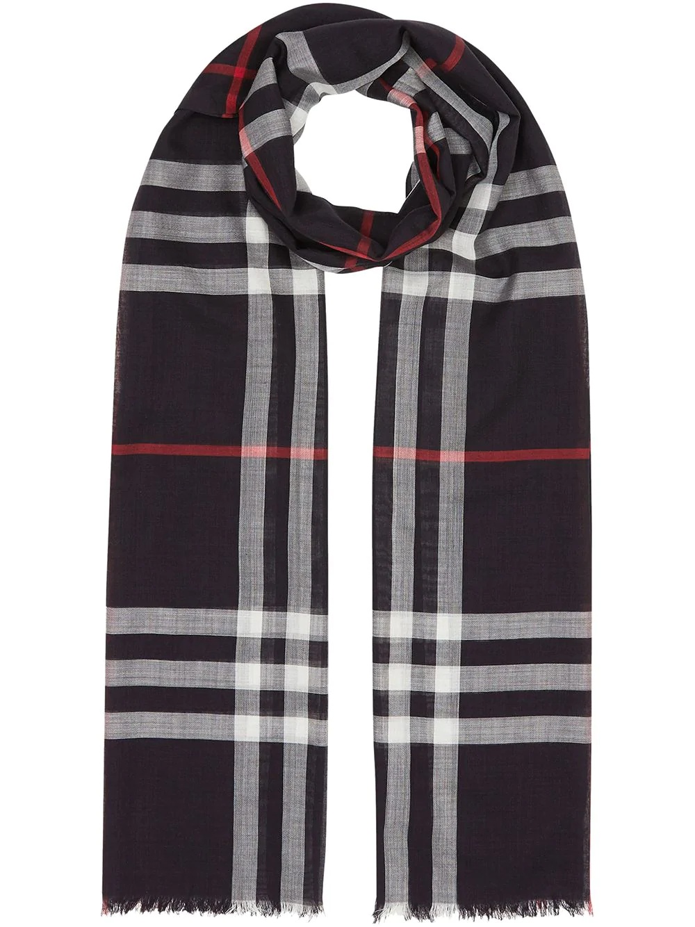 Lightweight Check Wool Silk Scarf - 1