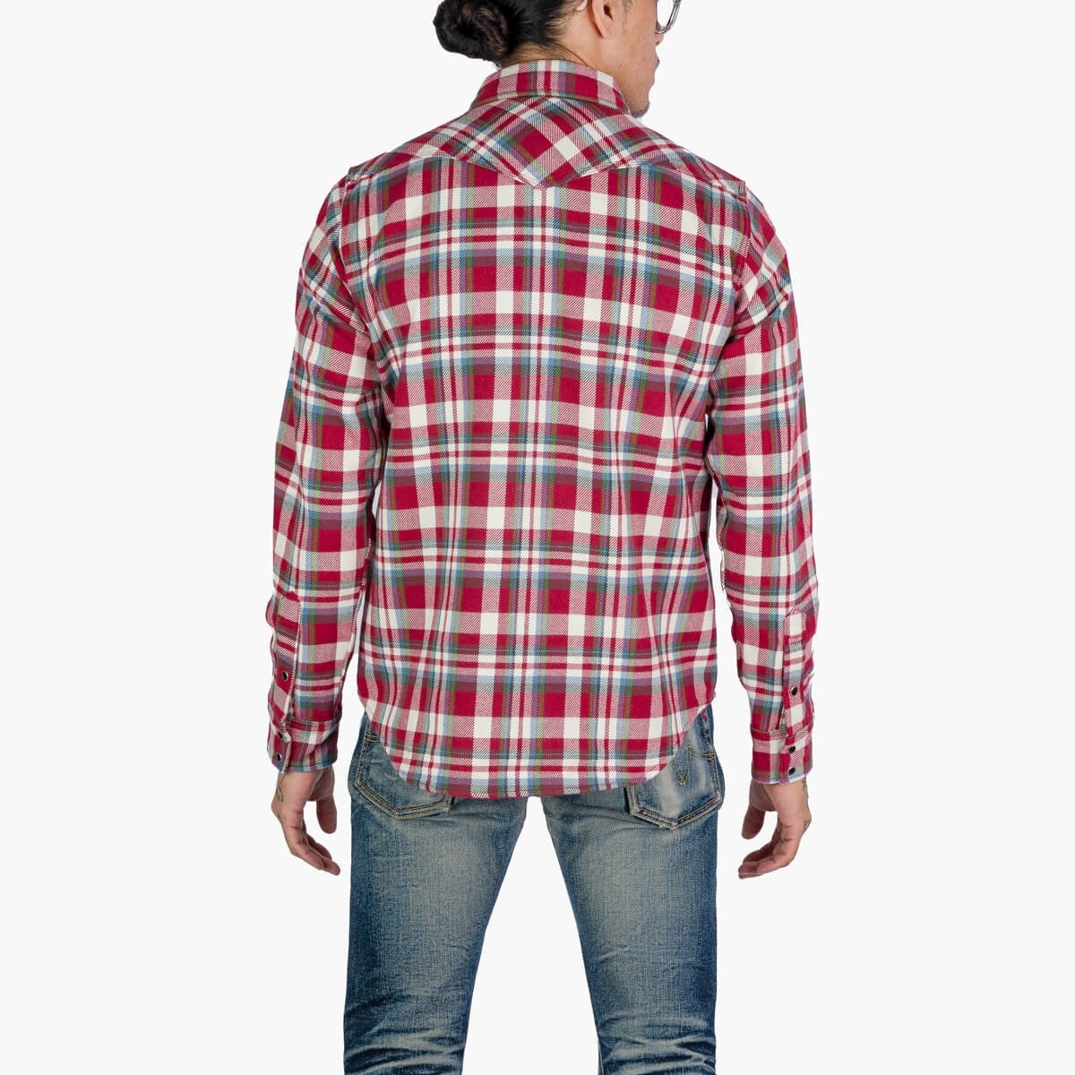 IHSH-377-RED Ultra Heavy Flannel Crazy Check Western Shirt - Red - 3