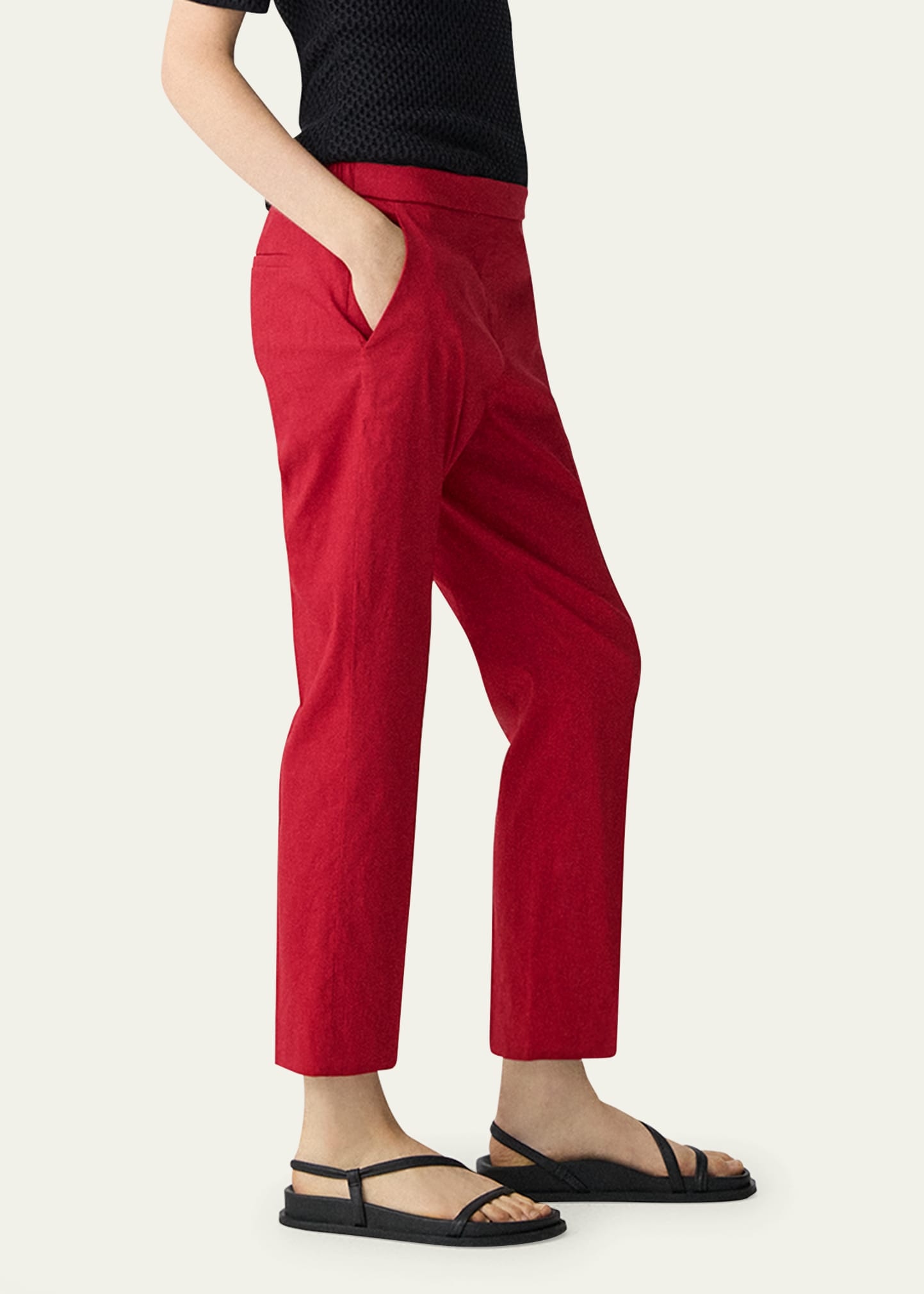 Treeca Good Linen Cropped Pull-On Ankle Pants - 4