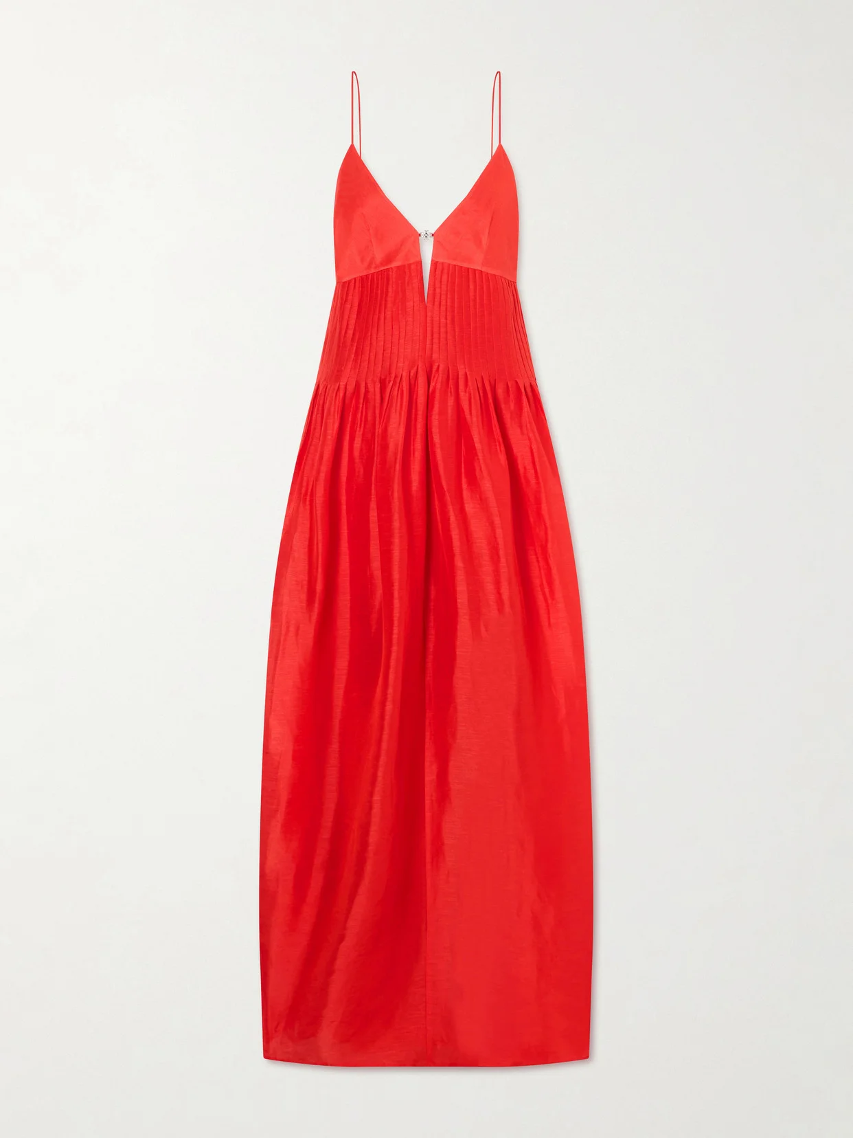 Embellished Pleated Linen And Silk-blend Maxi Dress - 1