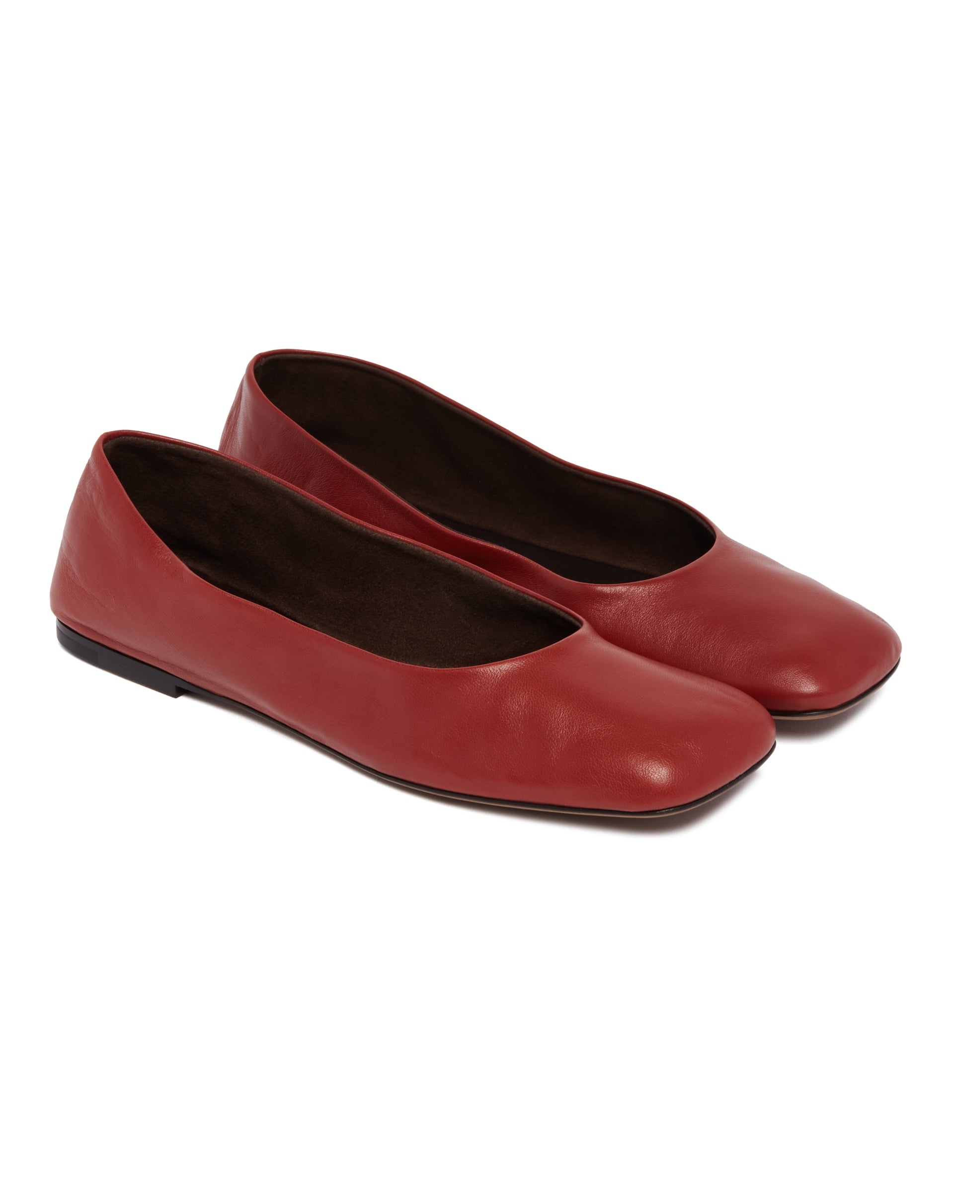 Red Low Square-Toe Flats - 3