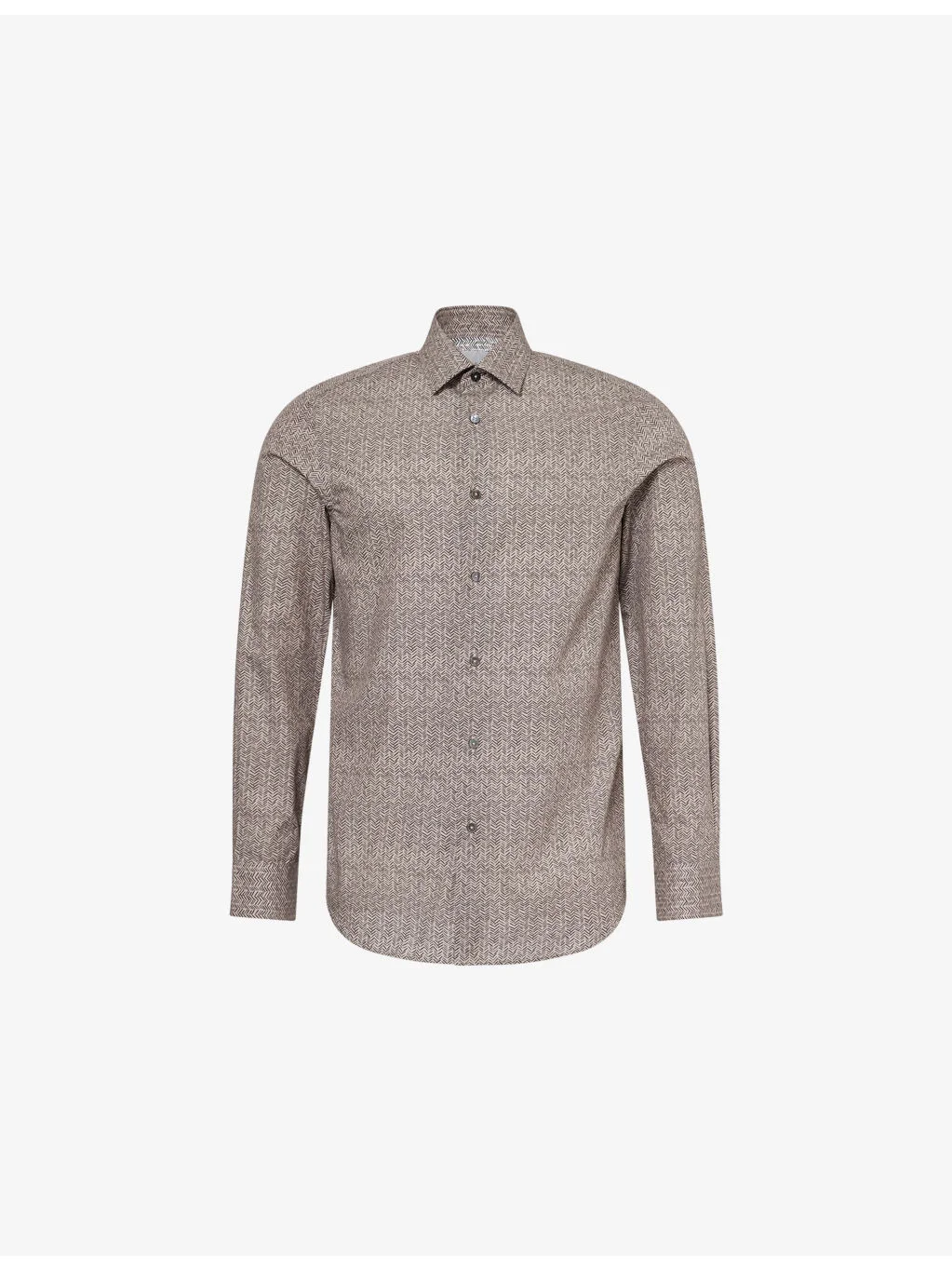 Chevron Ling-Sleeve Cotton Shirt - 1