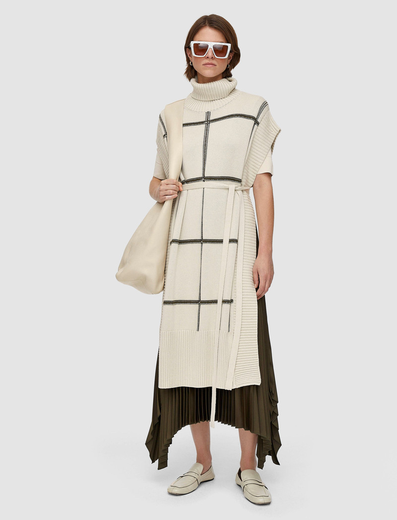 JOSEPH Grid Cotton Silk Poncho outlook