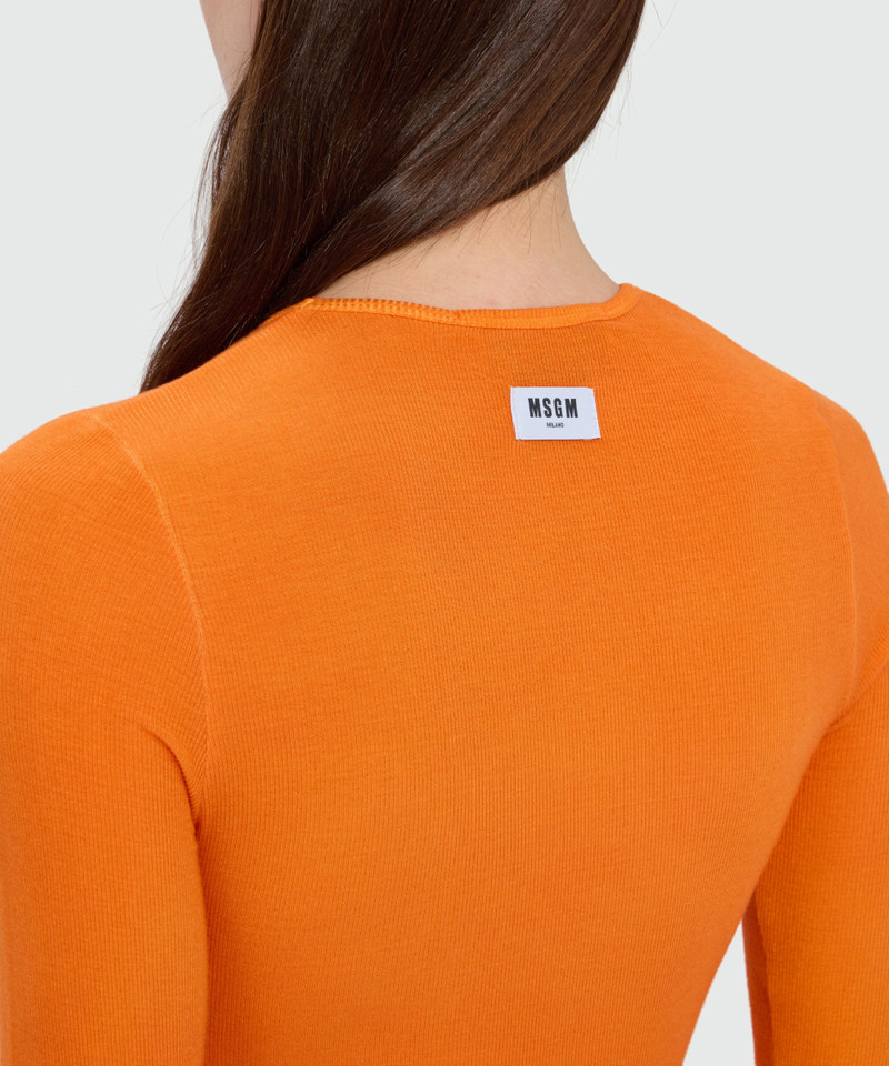 Orange long-sleeve viscose ribbed T-shirt 5