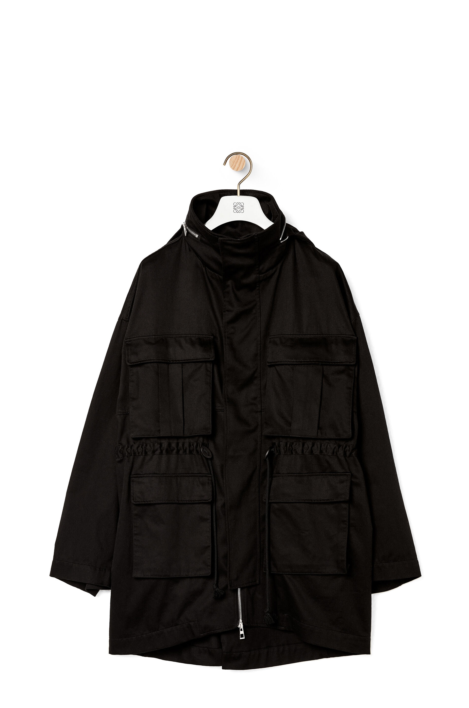 Patch pocket hooded parka in cotton - 1