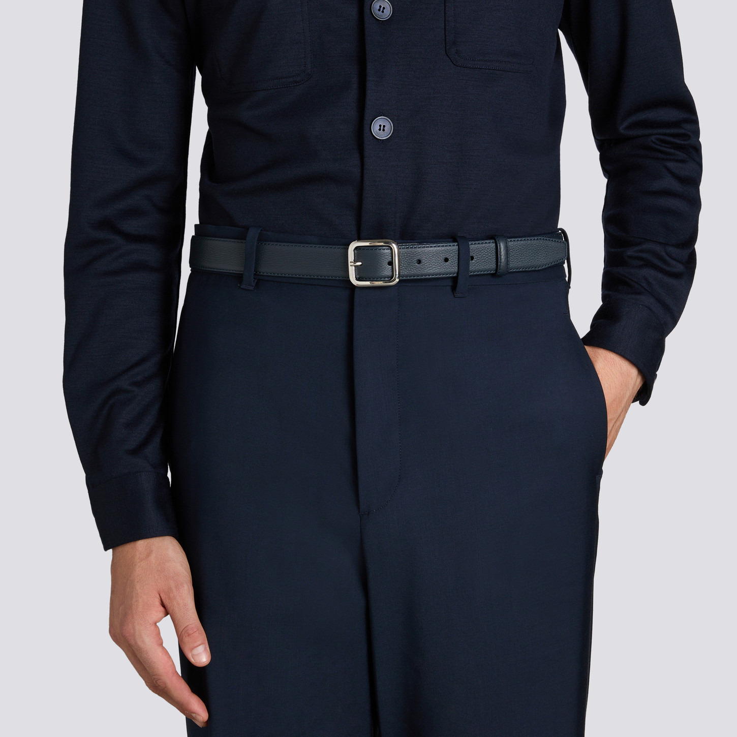 Blue tumbled leather adjustable belt - 2