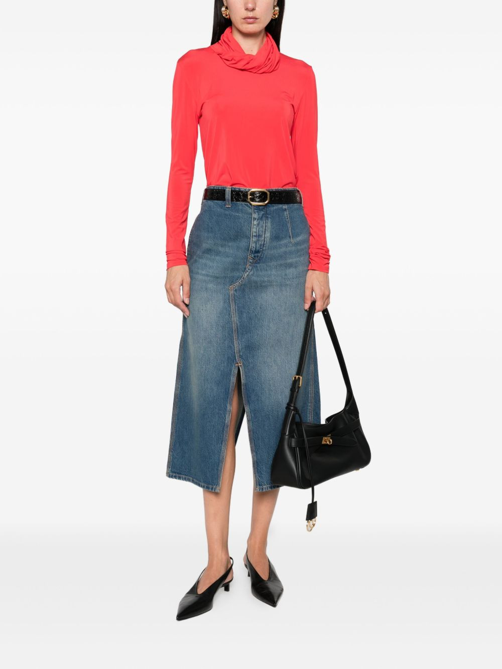denim A-line skirt - 2