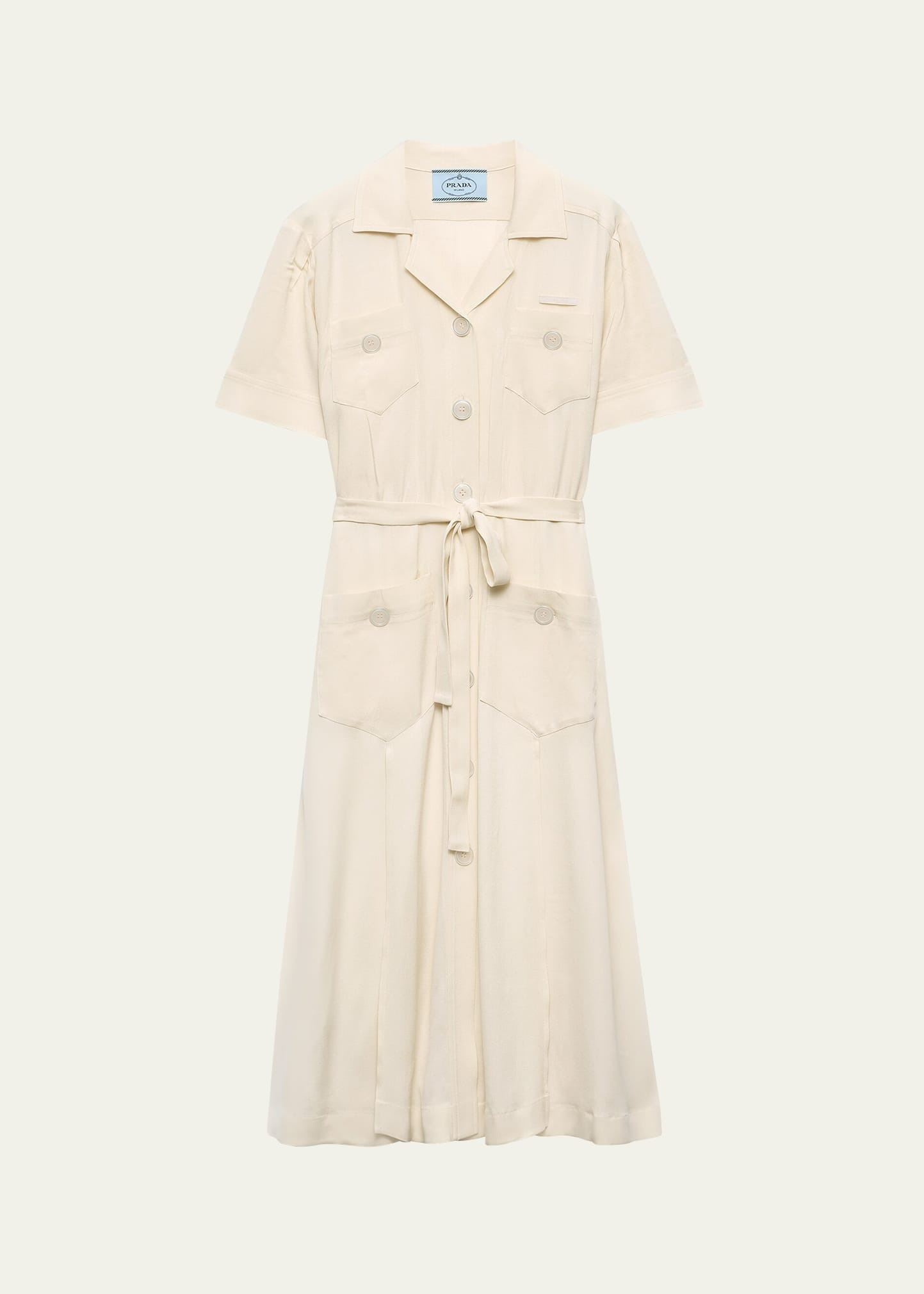 Short-Sleeve Belted Midi Shirtdress - 1