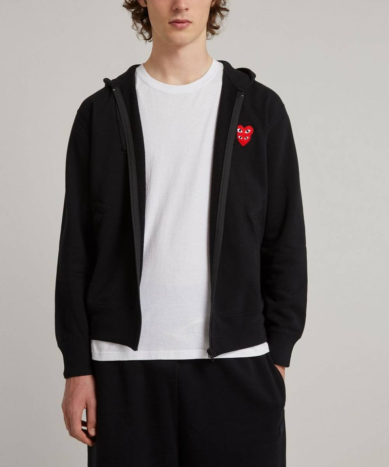 Comme des Garçons PLAY Heart Logo Patch Zip-Up Hoodie outlook