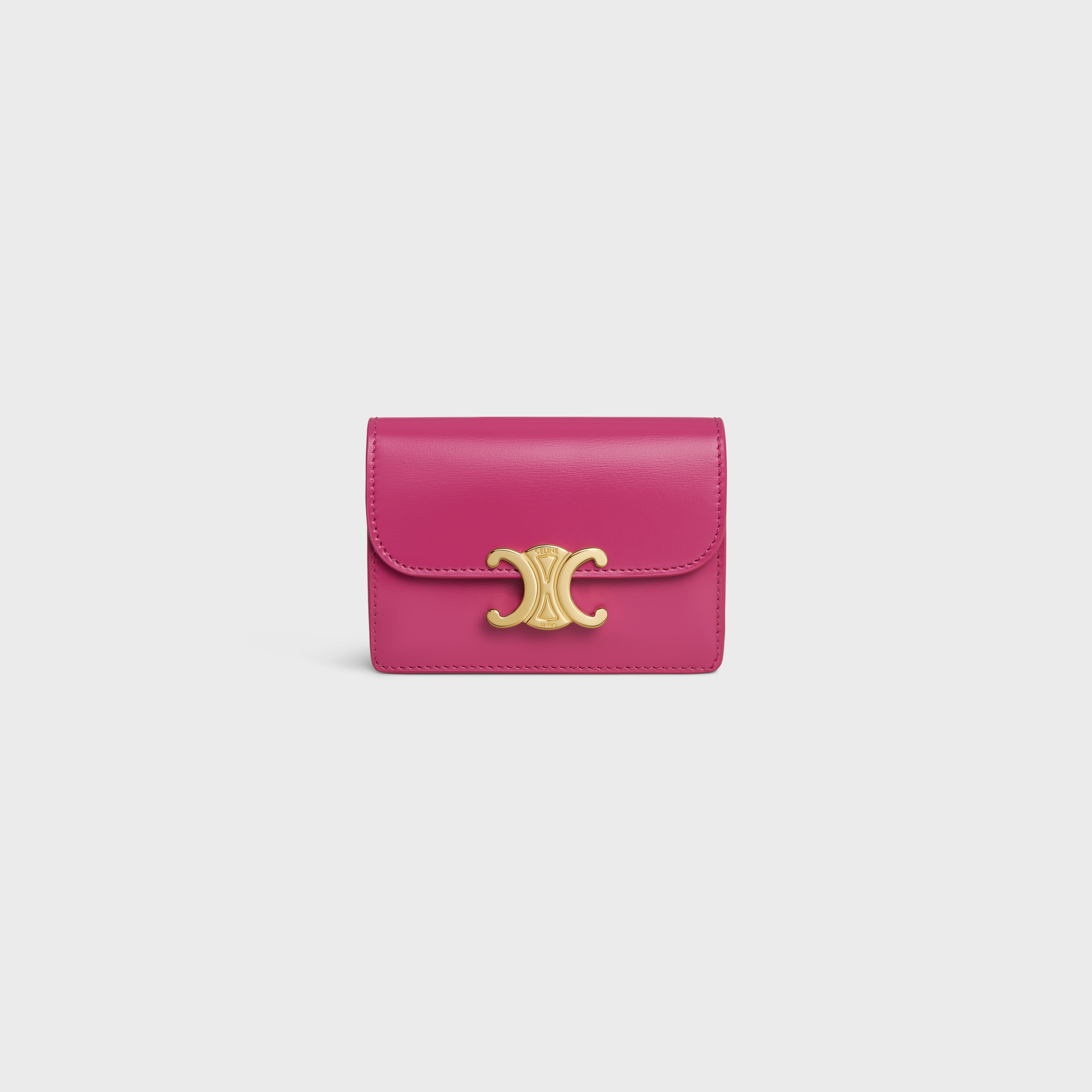 CARD HOLDER WITH FLAP TRIOMPHE in Shiny calfskin - 1
