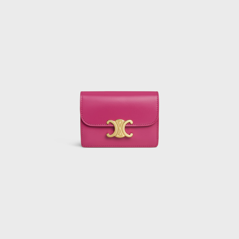 CARD HOLDER WITH FLAP TRIOMPHE in Shiny calfskin 1