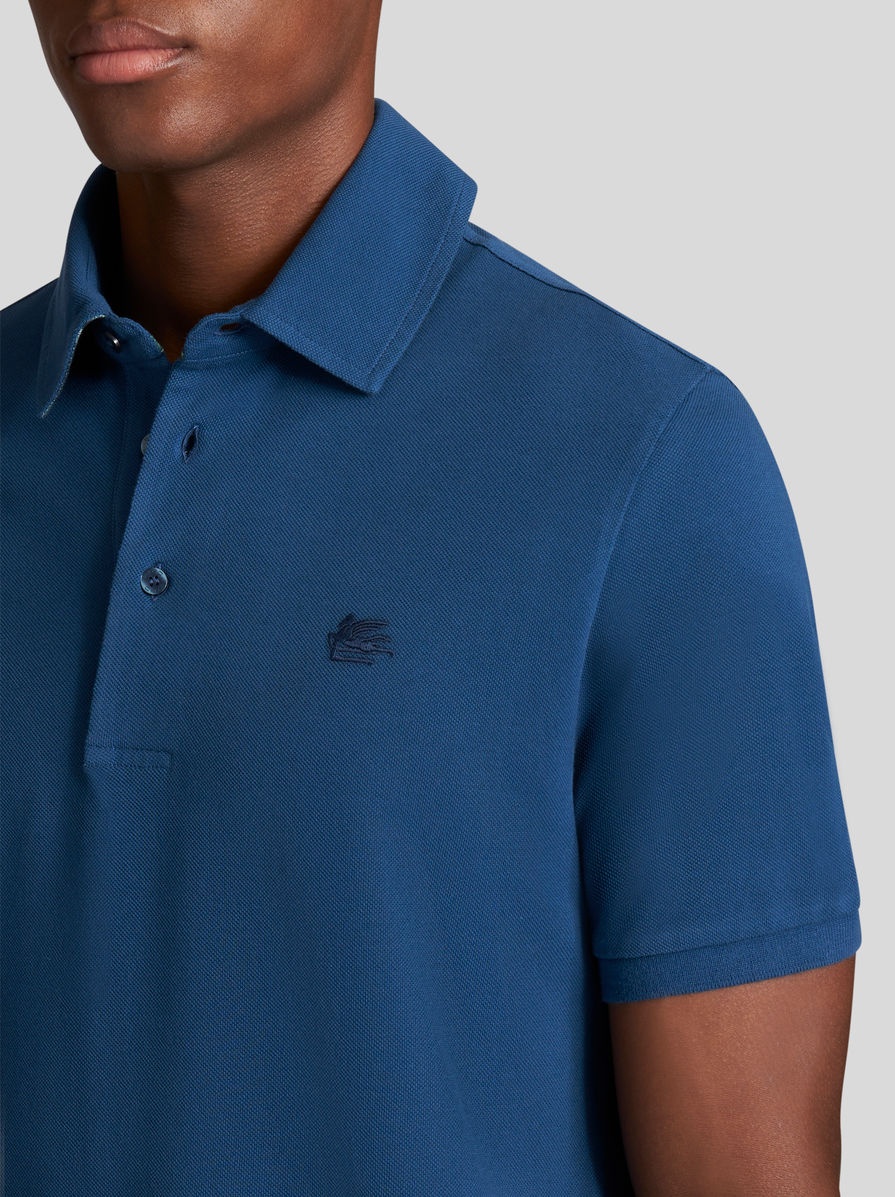 POLO SHIRT WITH LOGO AND PAISLEY UNDERCOLLAR - 3