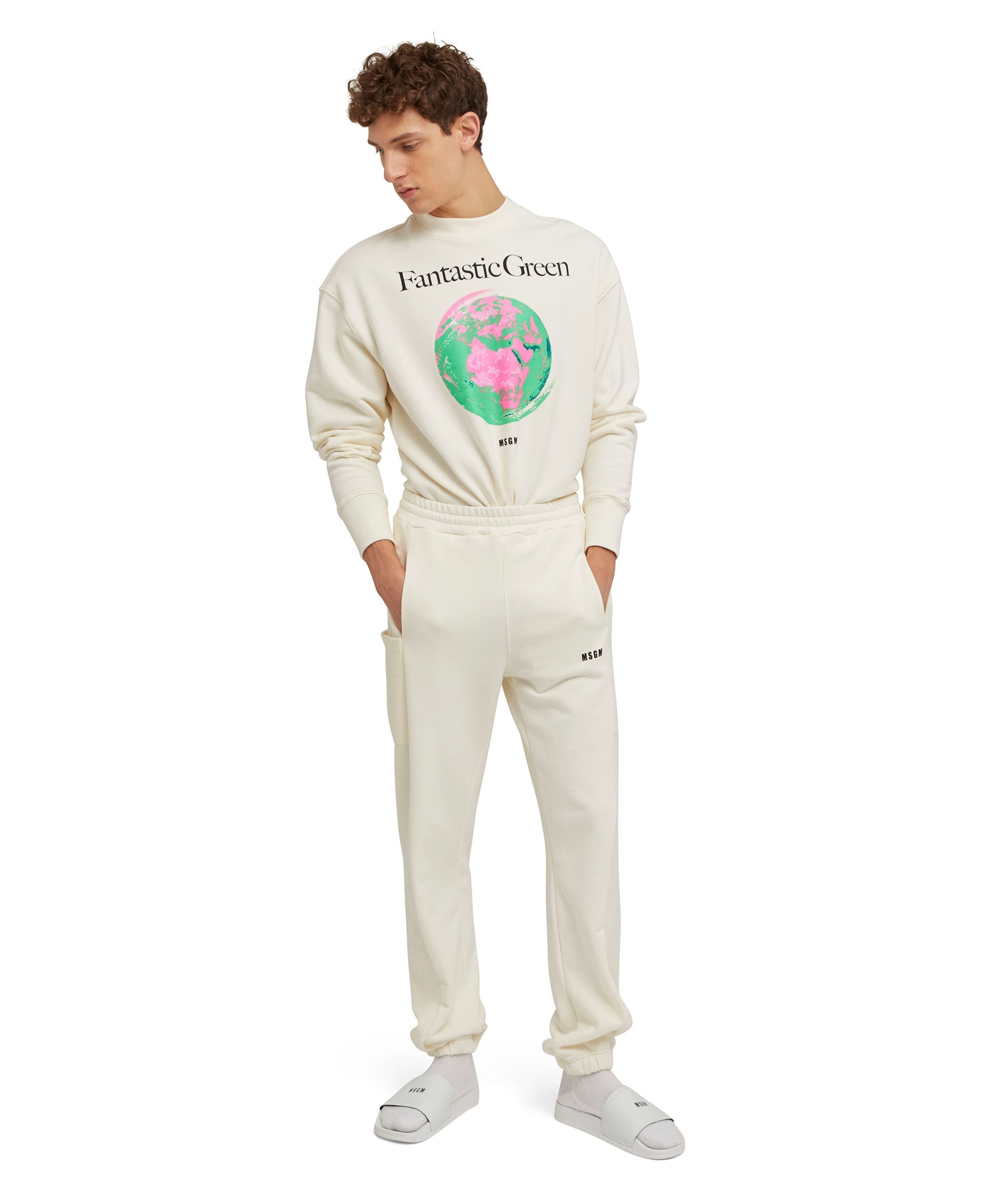 Organic cotton crewneck jogger pants from the MSGM Fantastic Green Capsule - 5