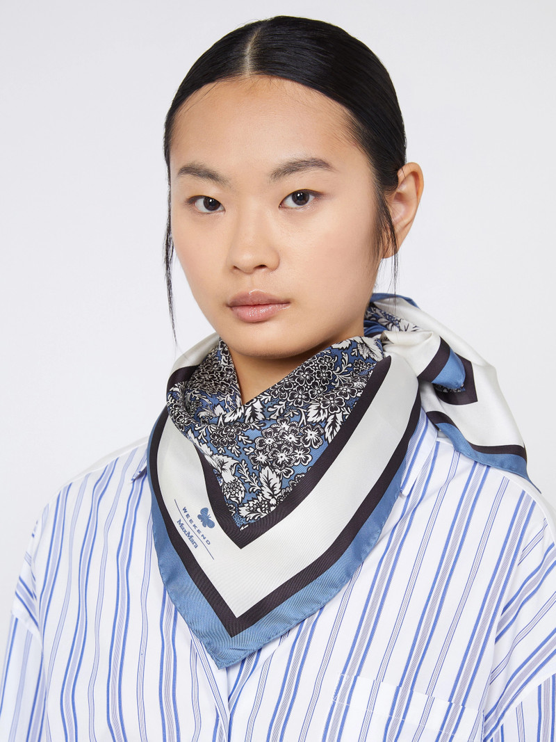 ONESTO Printed silk foulard - CHINA BLUE 7