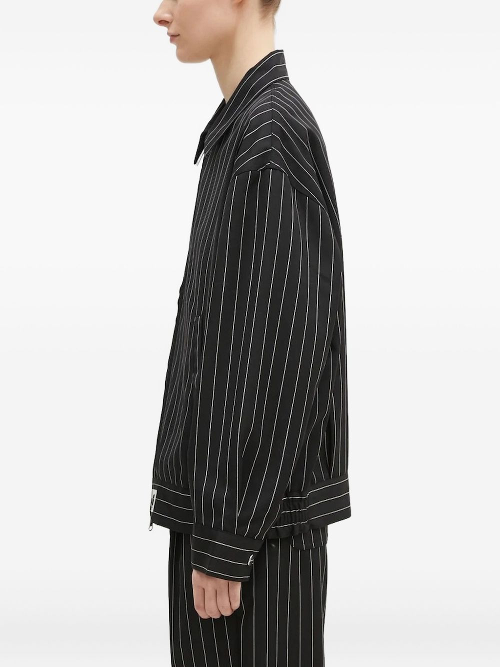 pinstripe zip-up jacket - 2
