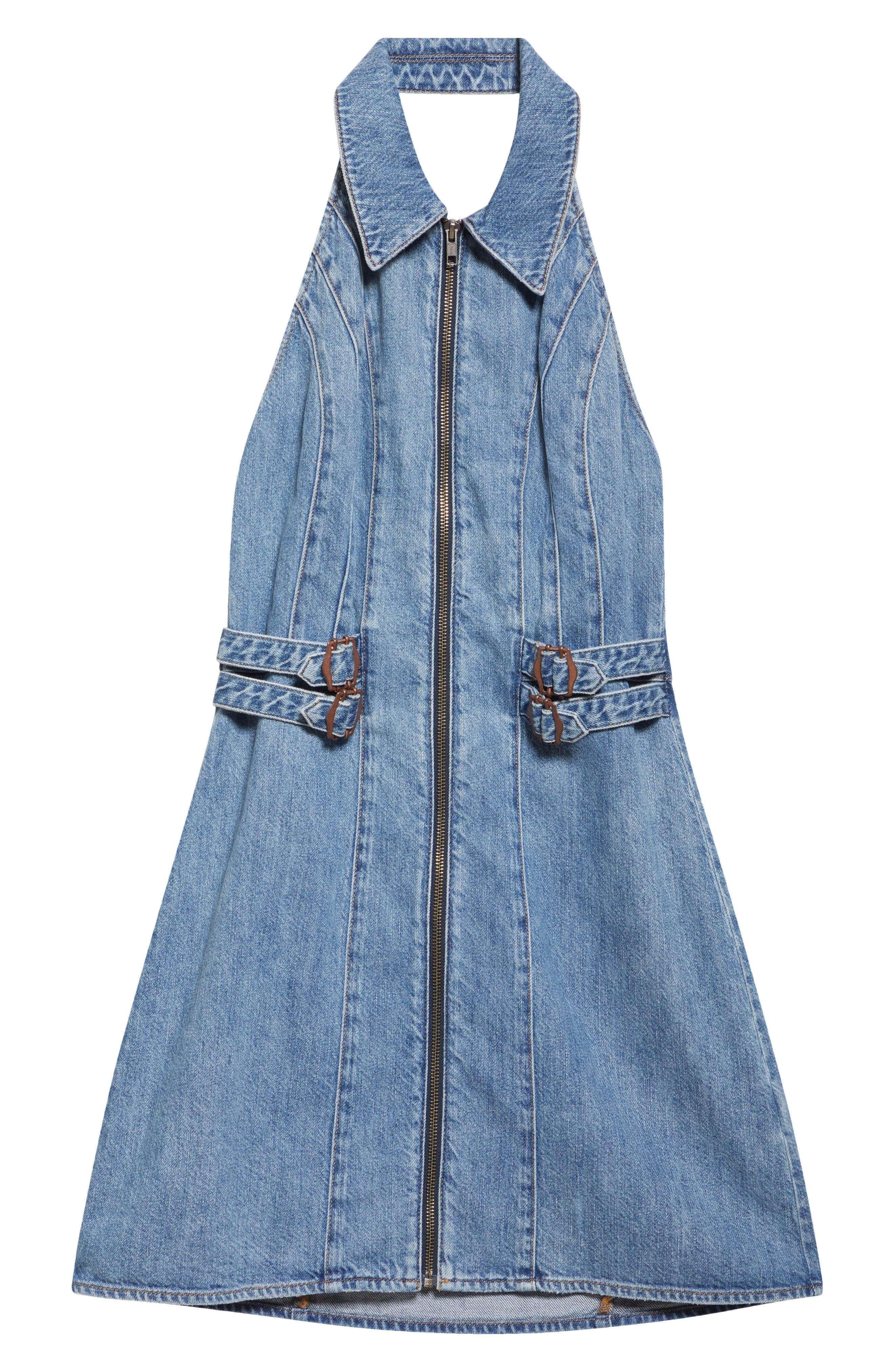 Alice + Olivia Axelle Sleeveless Denim Minidress in Peyton Vintage Blue at Nordstrom - 5