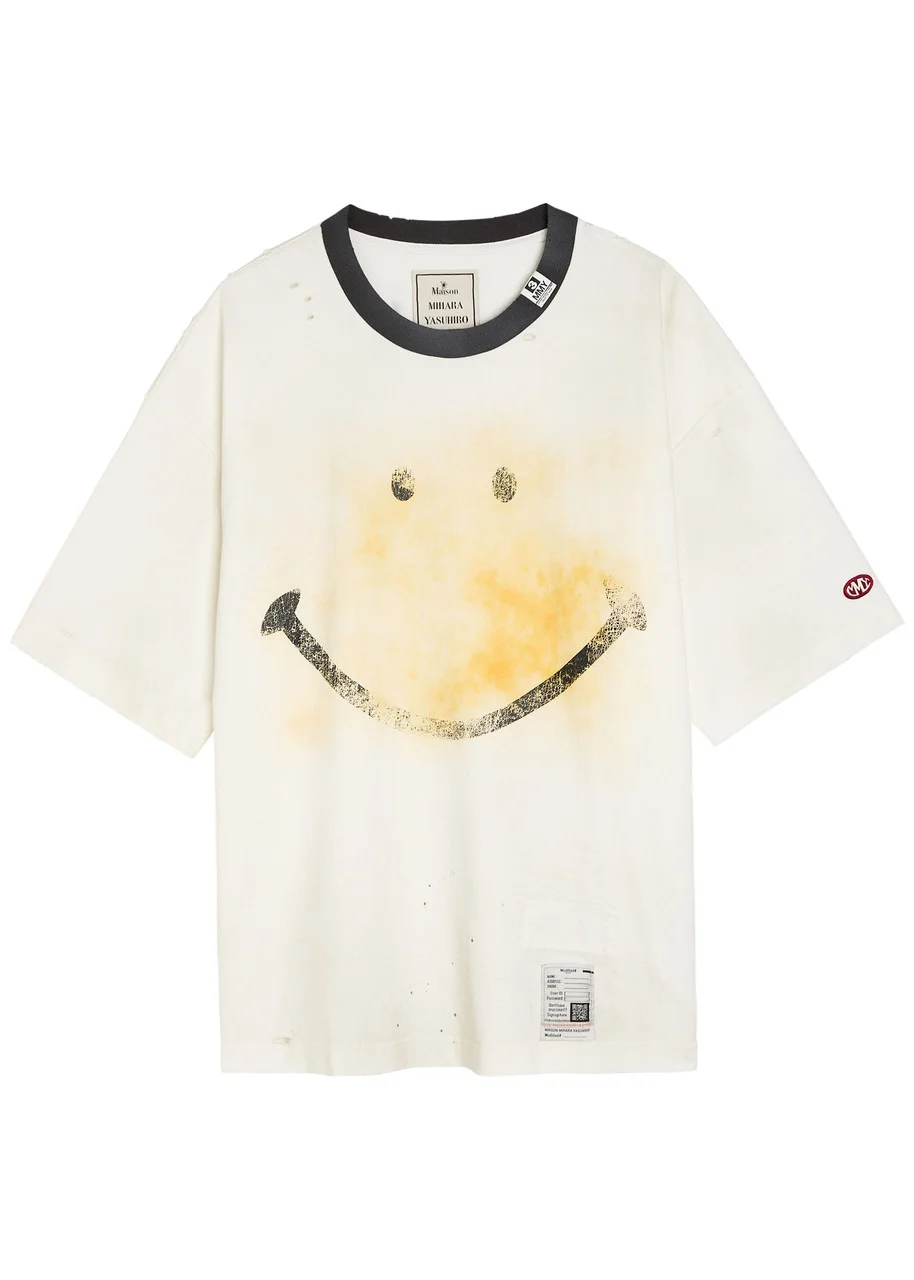 Maison Mihara Yasuhiro Distressed Printed Cotton T-shirt - 1